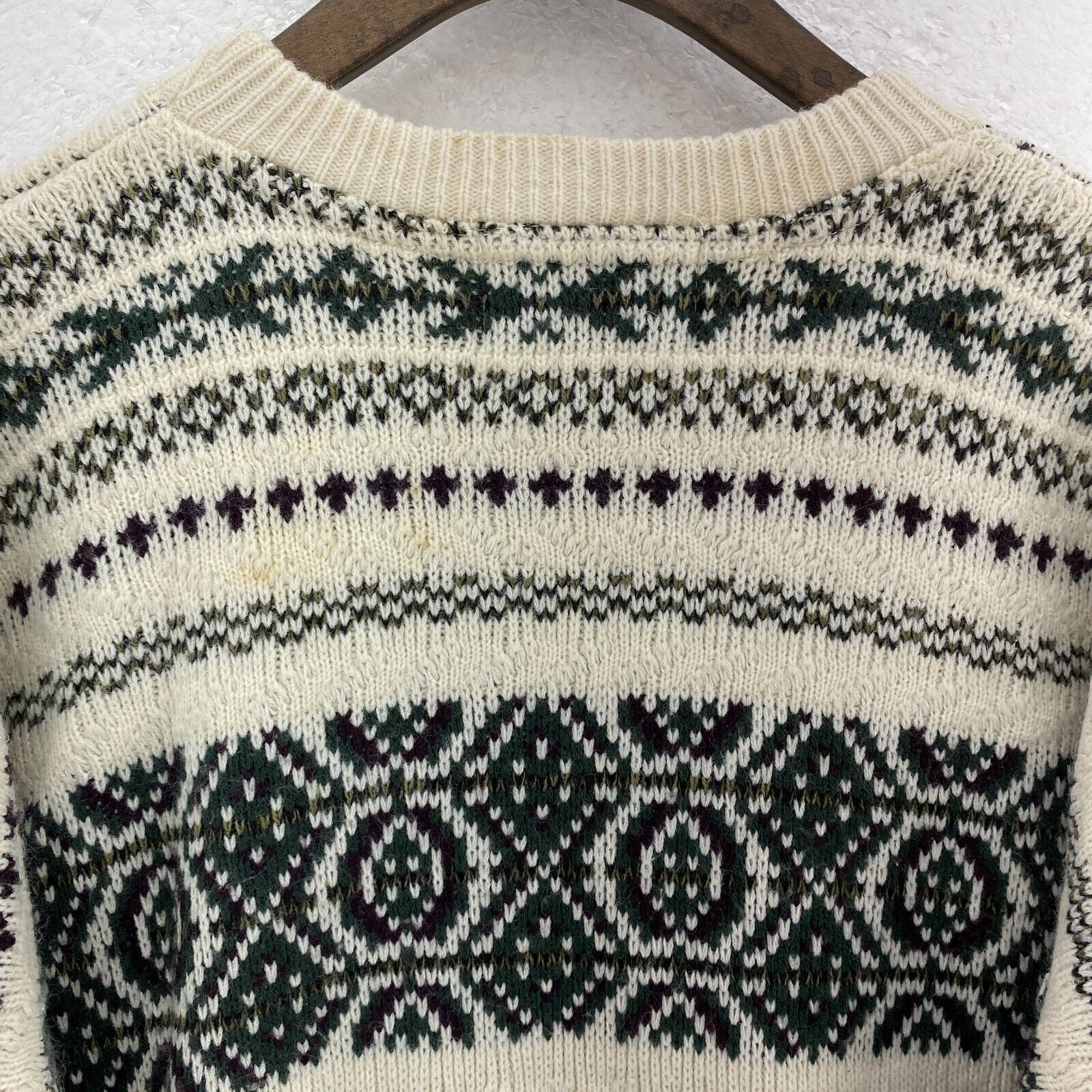Vintage White 3D Textured Knit Crewneck Sweater Size XL