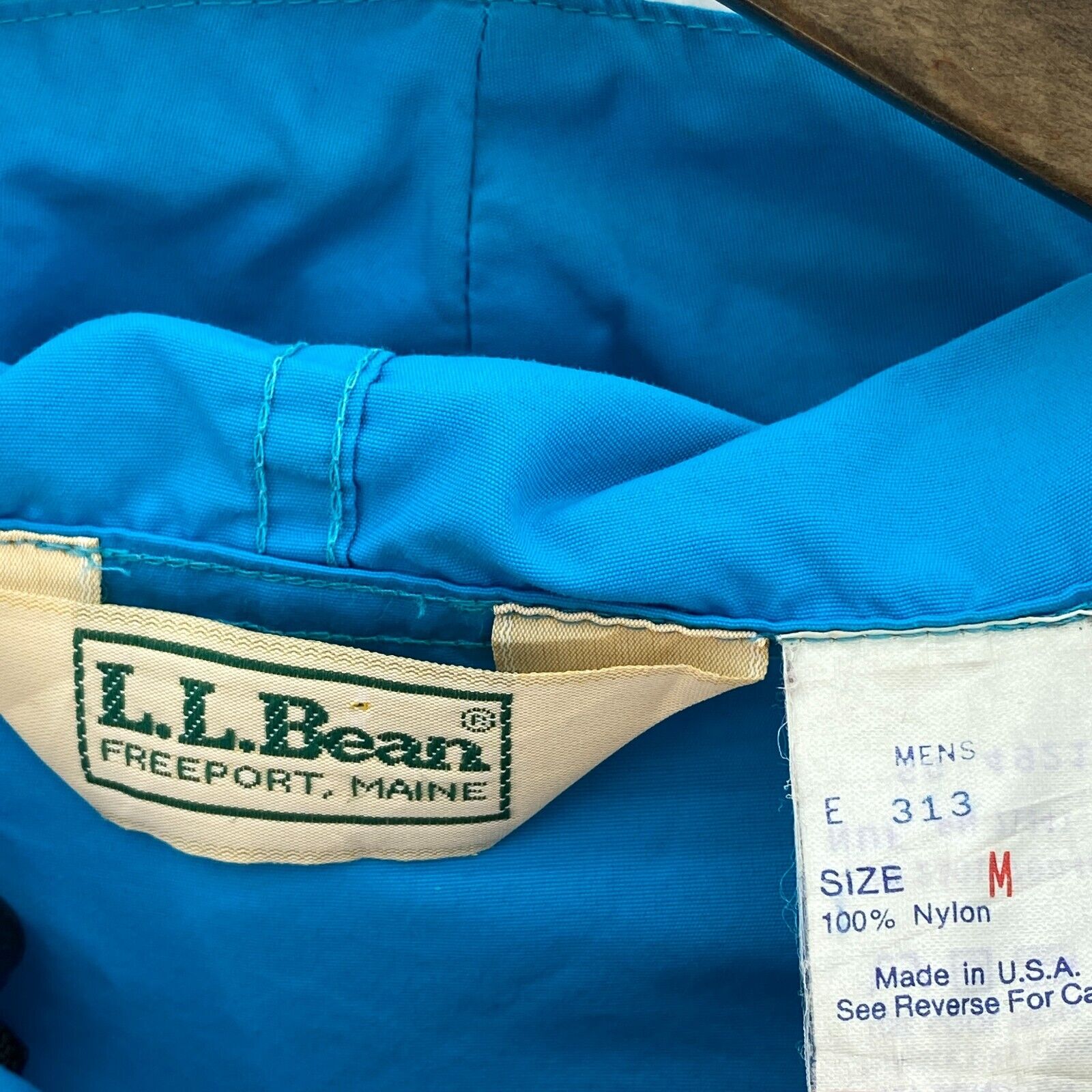 L.L. Bean Light Hooded Anorak Jacket Blue Size M 1/4 Zip