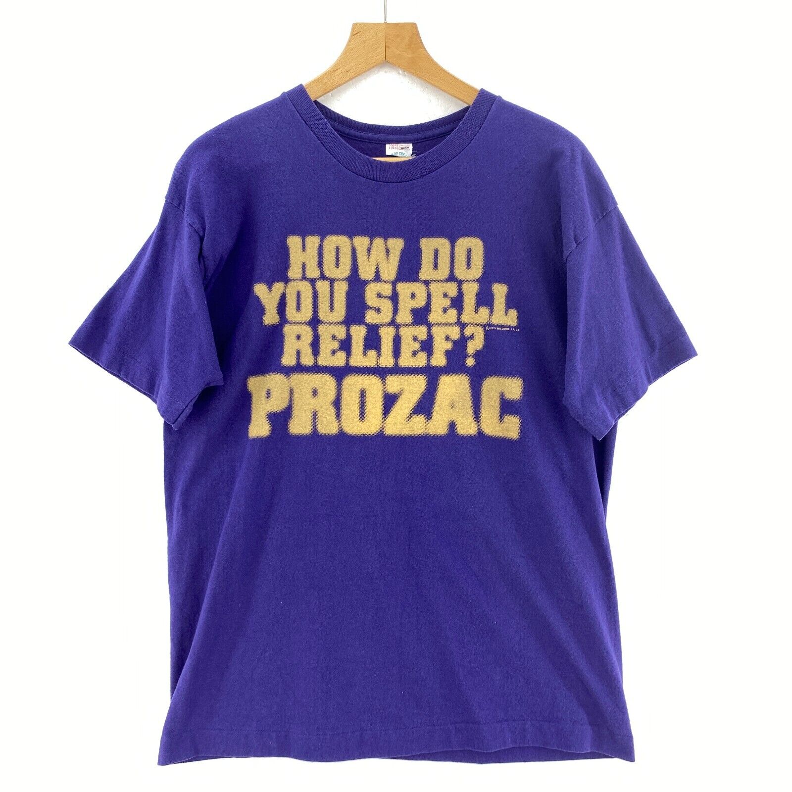 How Do You Spell Relief Prozac Purple T-shirt Women's Size L Single Stitch
