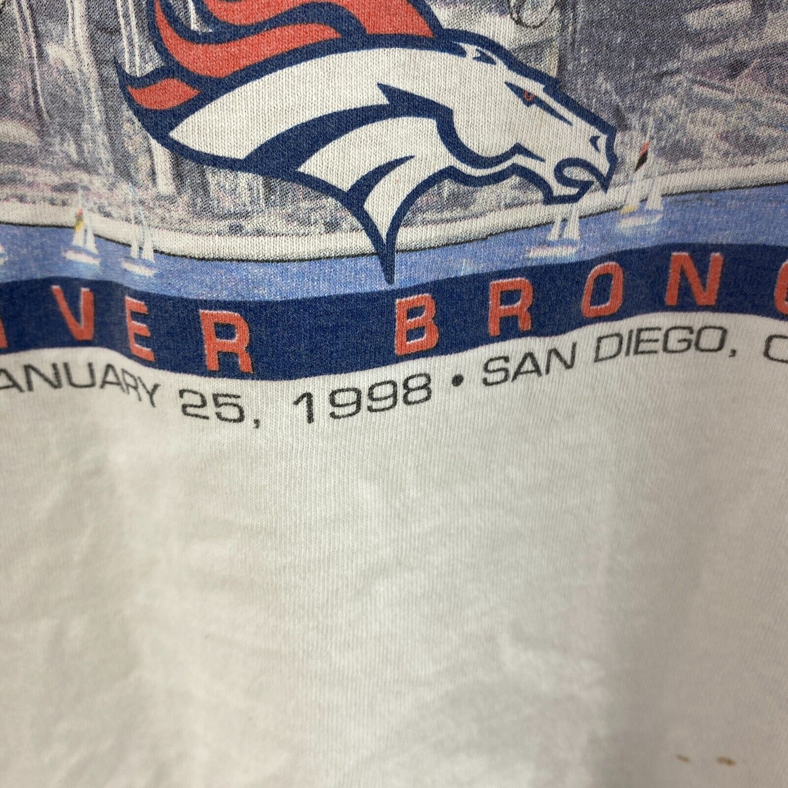 Pro Player Vintage Super Bowl Denver Broncos NFL White T-shirt Size 2XL