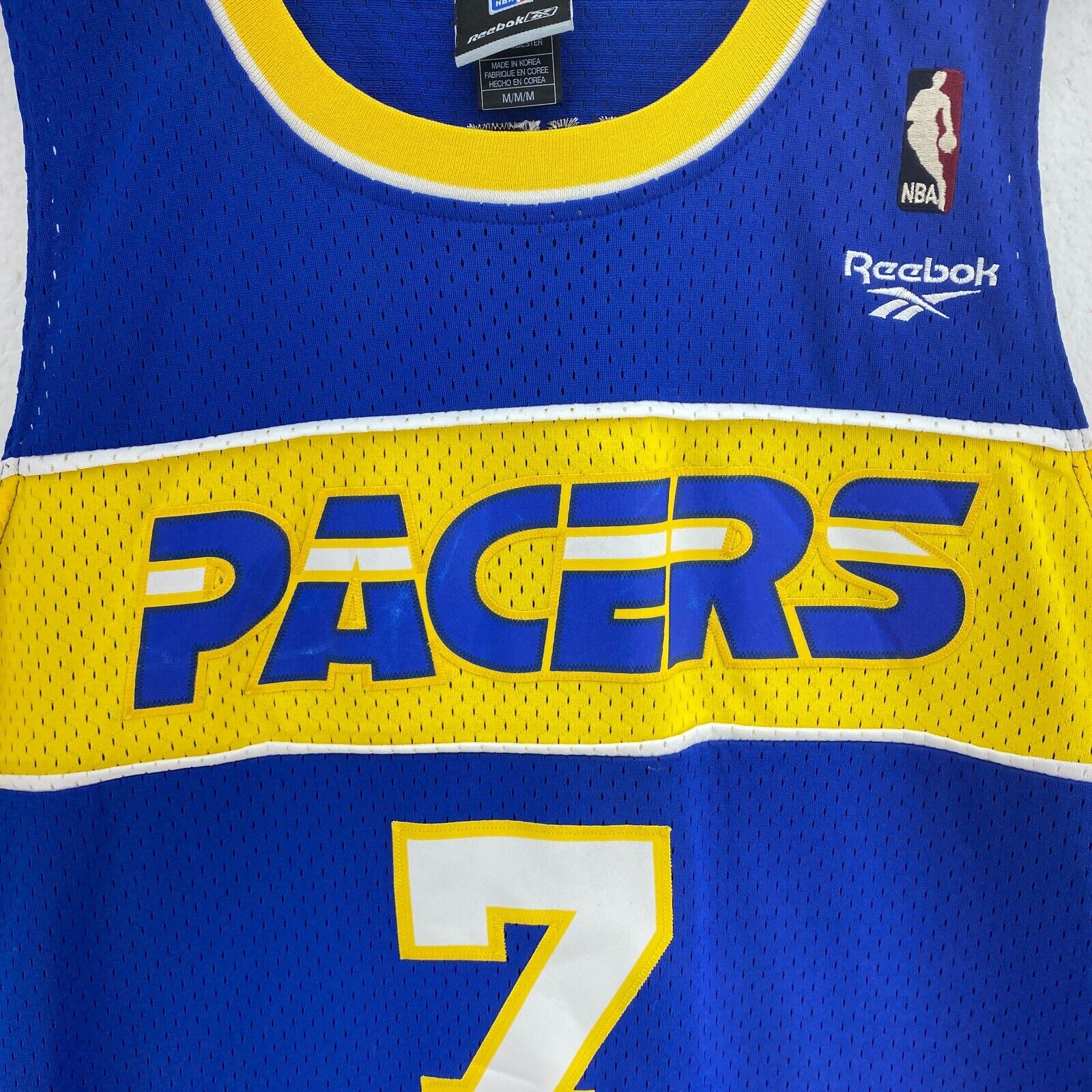 Reebok Indiana Pacers Jermaine O'Neil NBA Jersey Size M Blue Yellow #7 NBA