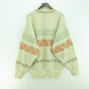 Vintage 3-D Wool Sweater Size L Beige Geometric Knit Women's