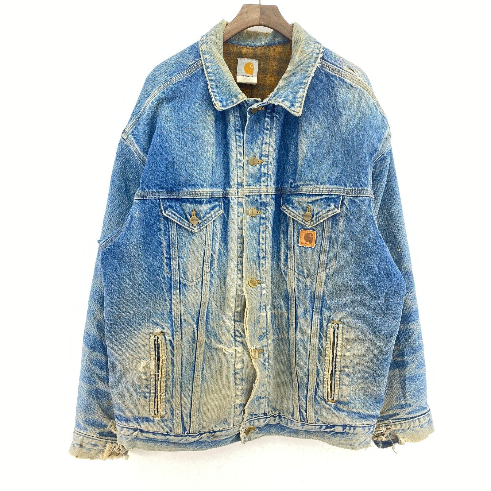 Carhartt Workwear Lined Denim Jacket Size XL Button Up