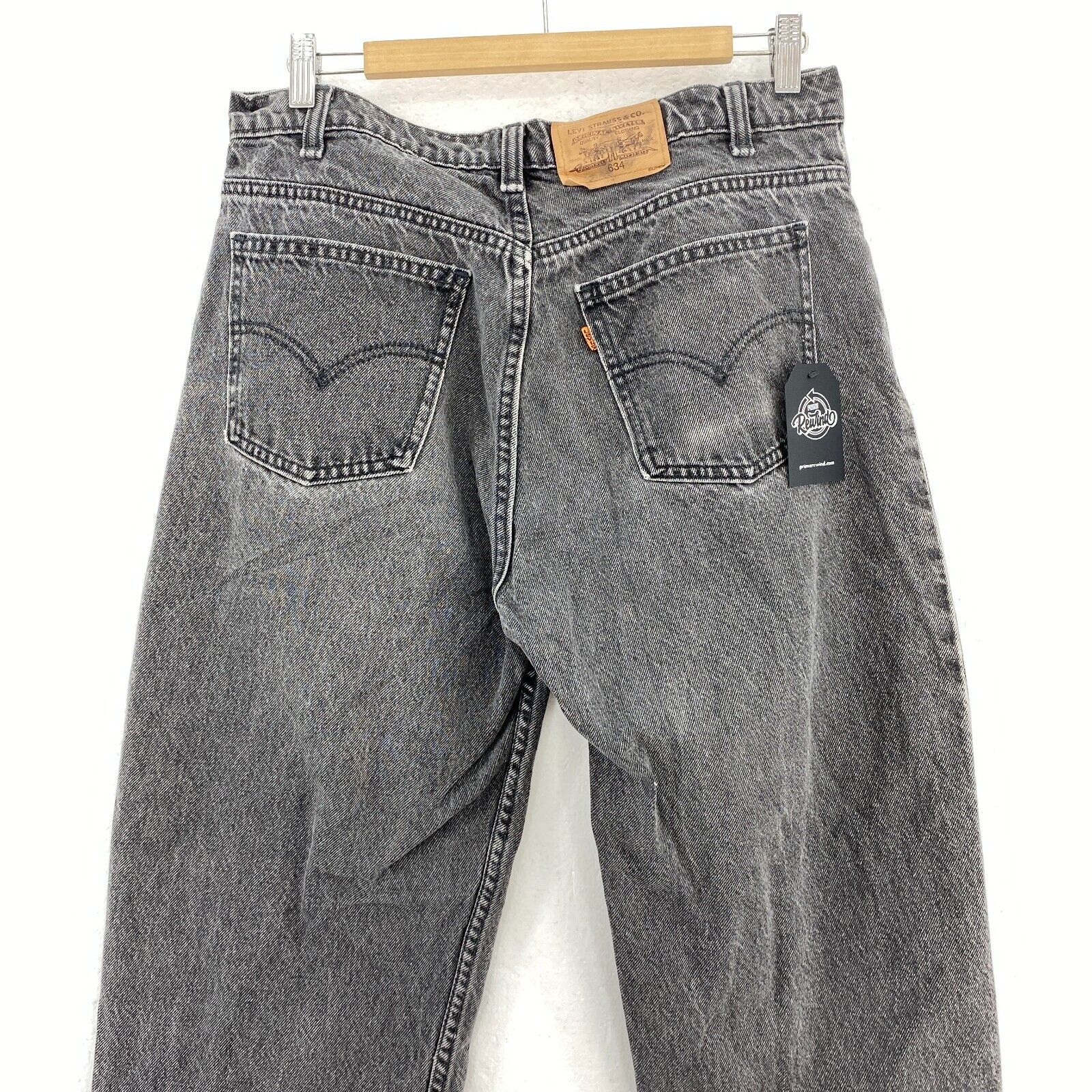 Levi's 634 Orange Tab Light Wash Black Demin Straight Jeans Size 32