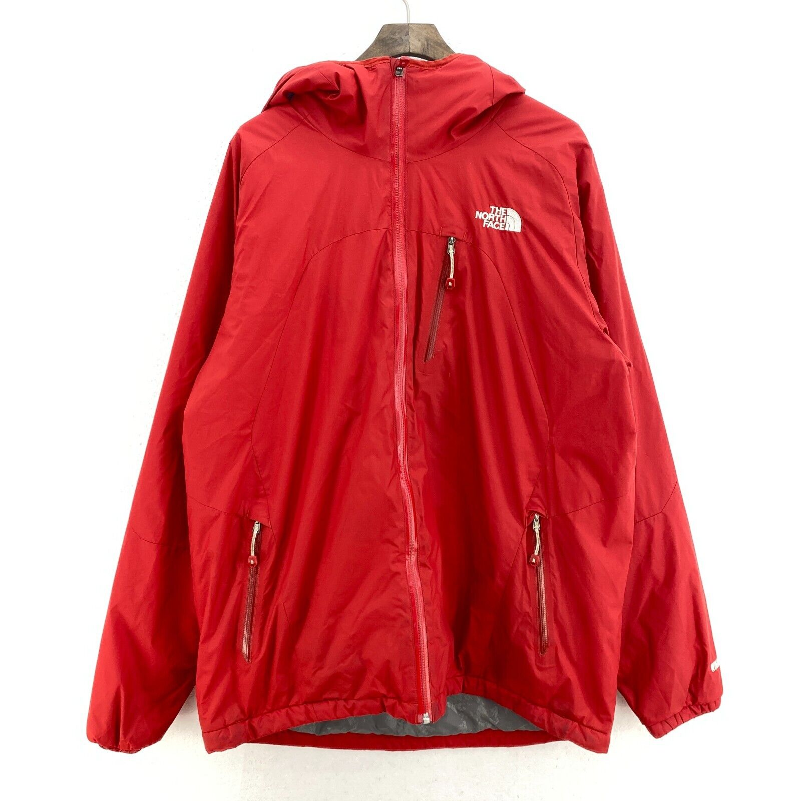 The North Face Logo Full Zip Red Light Hooded Jacket Size L Windstopper
