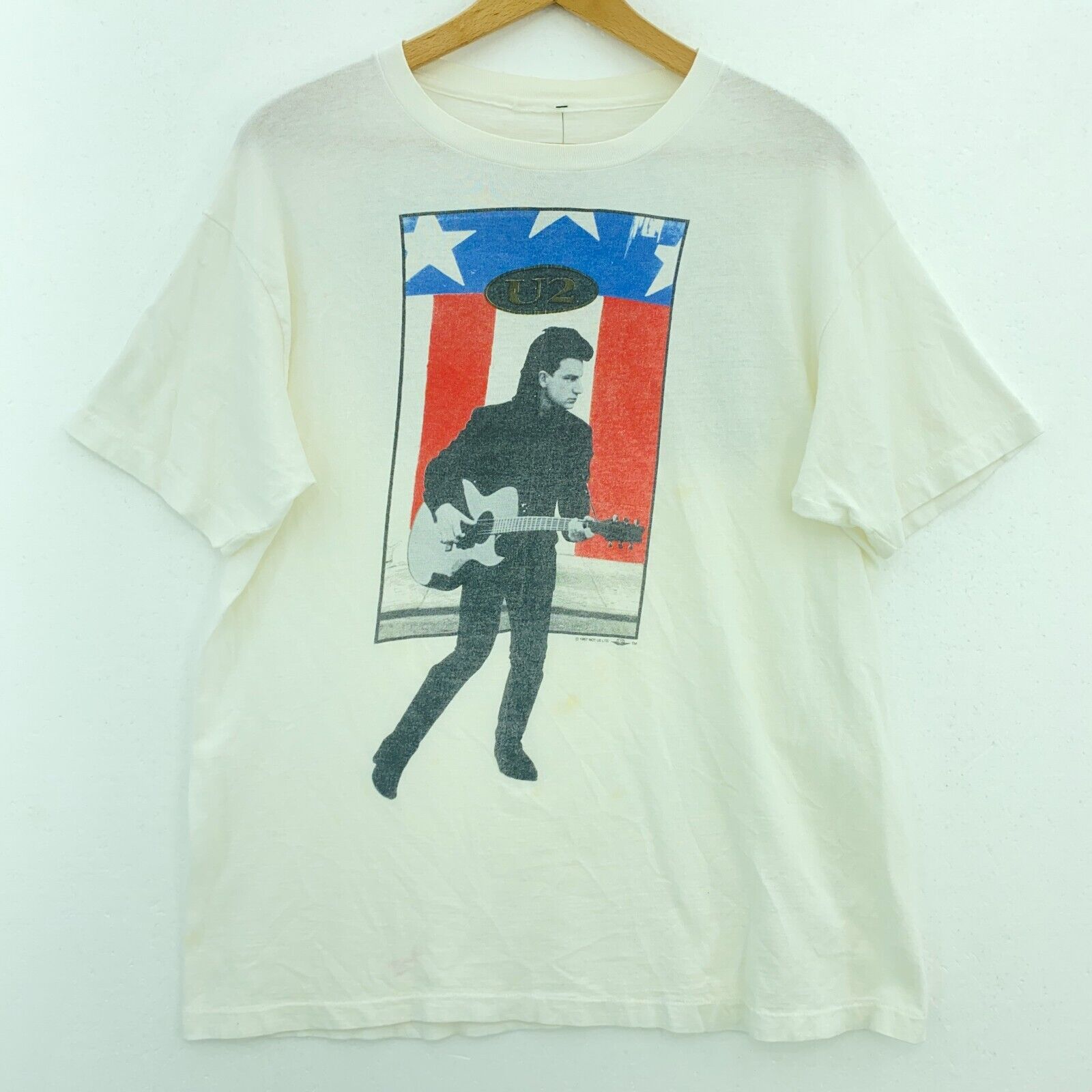 The Joshua Tree U2 Rock Band 1987 White T-shirt Size M Single Stitch