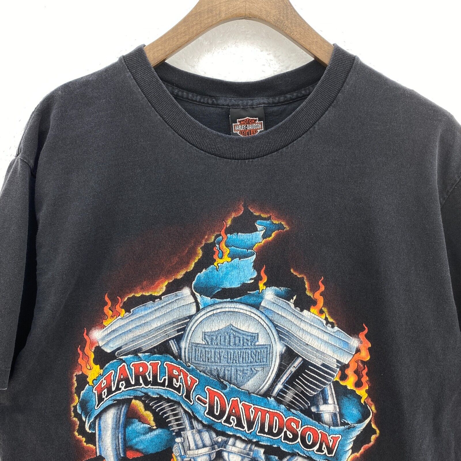 Harley Davidson Motorcycle Biker Black 1996 Minnesota Black T-shirt Size L