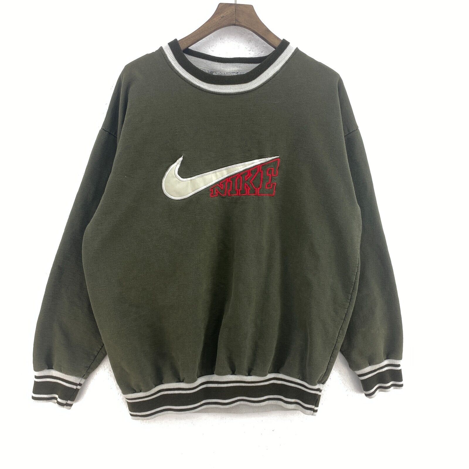 Nike Logo Embroidered Green Sweatshirt Size XL Crewneck