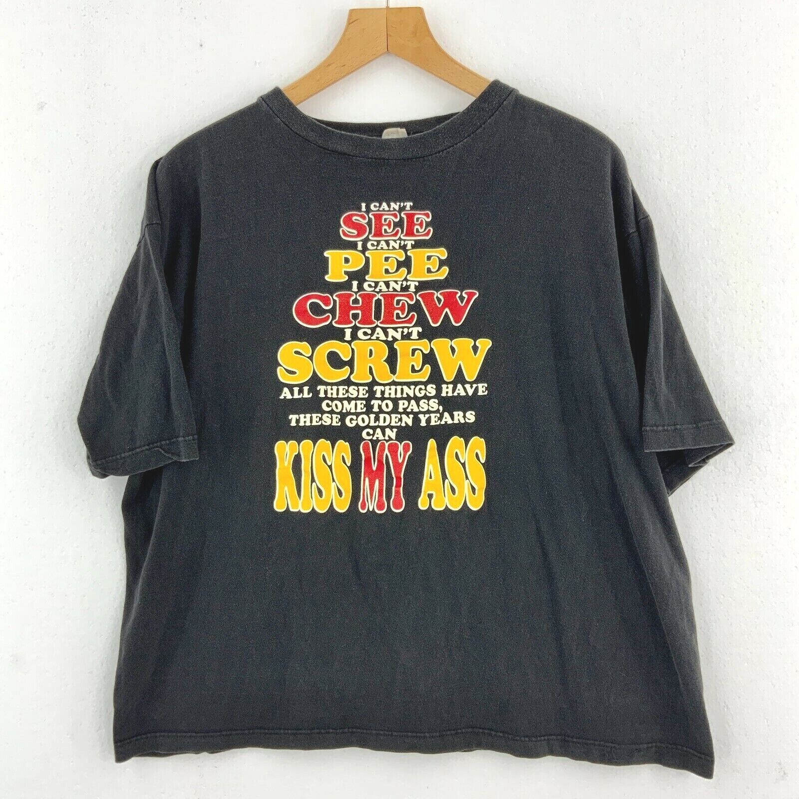 I Can't See I can't Pee I Can't Chew Women's T-shirt Black Size XL