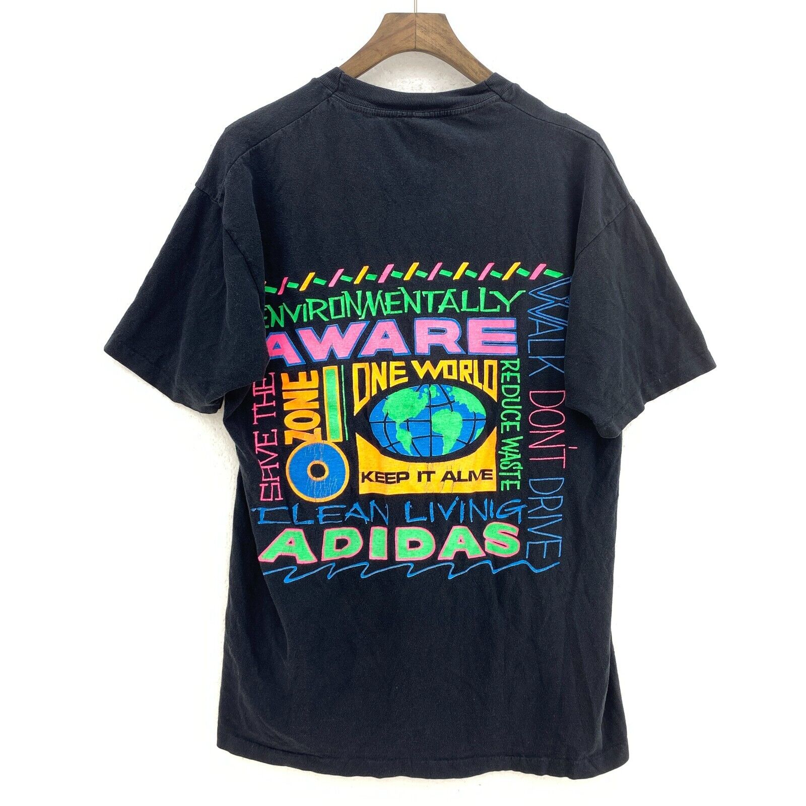 Adidas One World Keep It Alive Aware Black T-shirt Size M Single Stitch