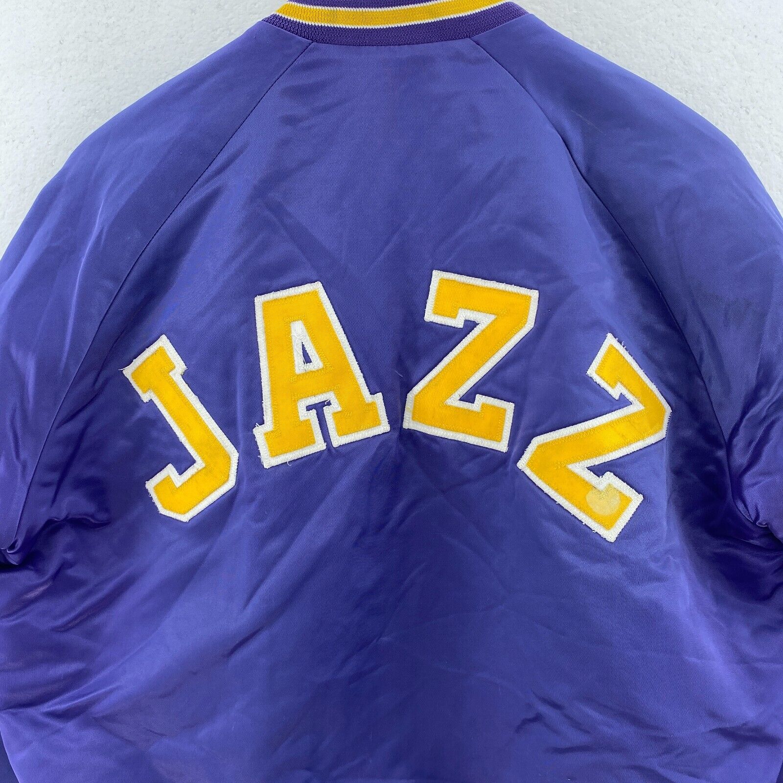 Utah Jazz NBA Basketball Purple Satin Bomber Jacket Size M