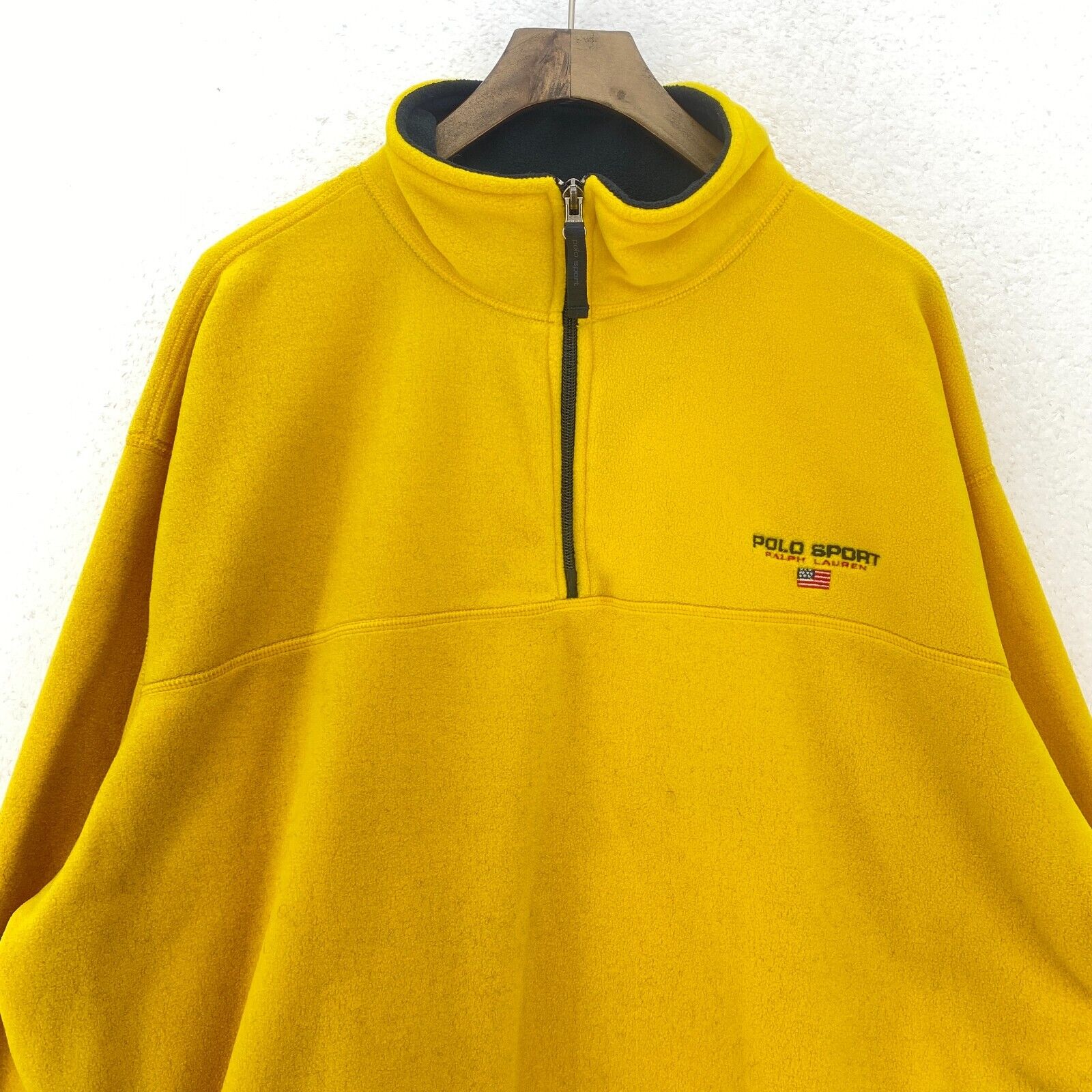 Ralph Lauren Polo Sport Quarter Zip Yellow Fleece Jacket Size XXL