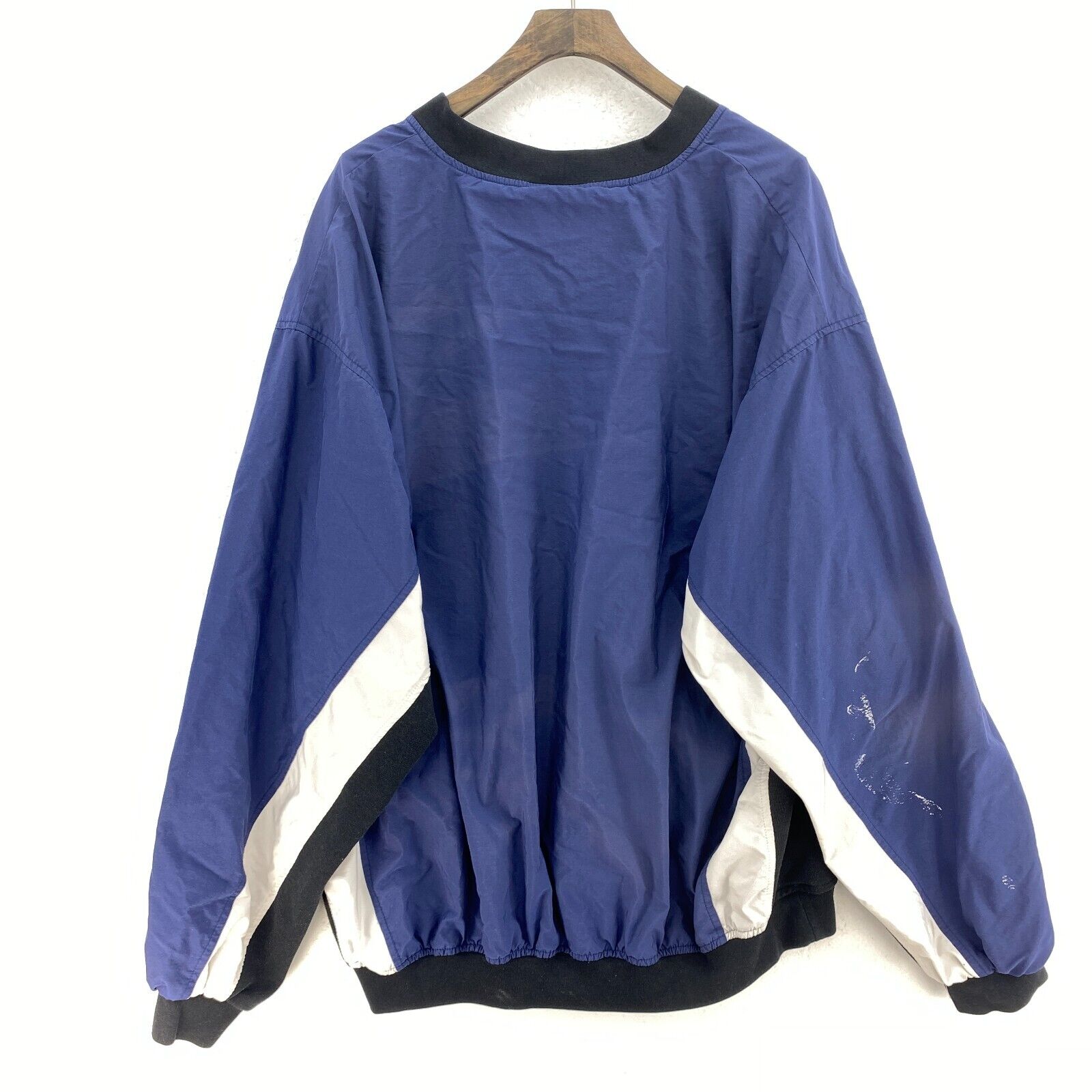 Adidas Logo Embroidered Pullover Jacket Size XL Blue V-Neck