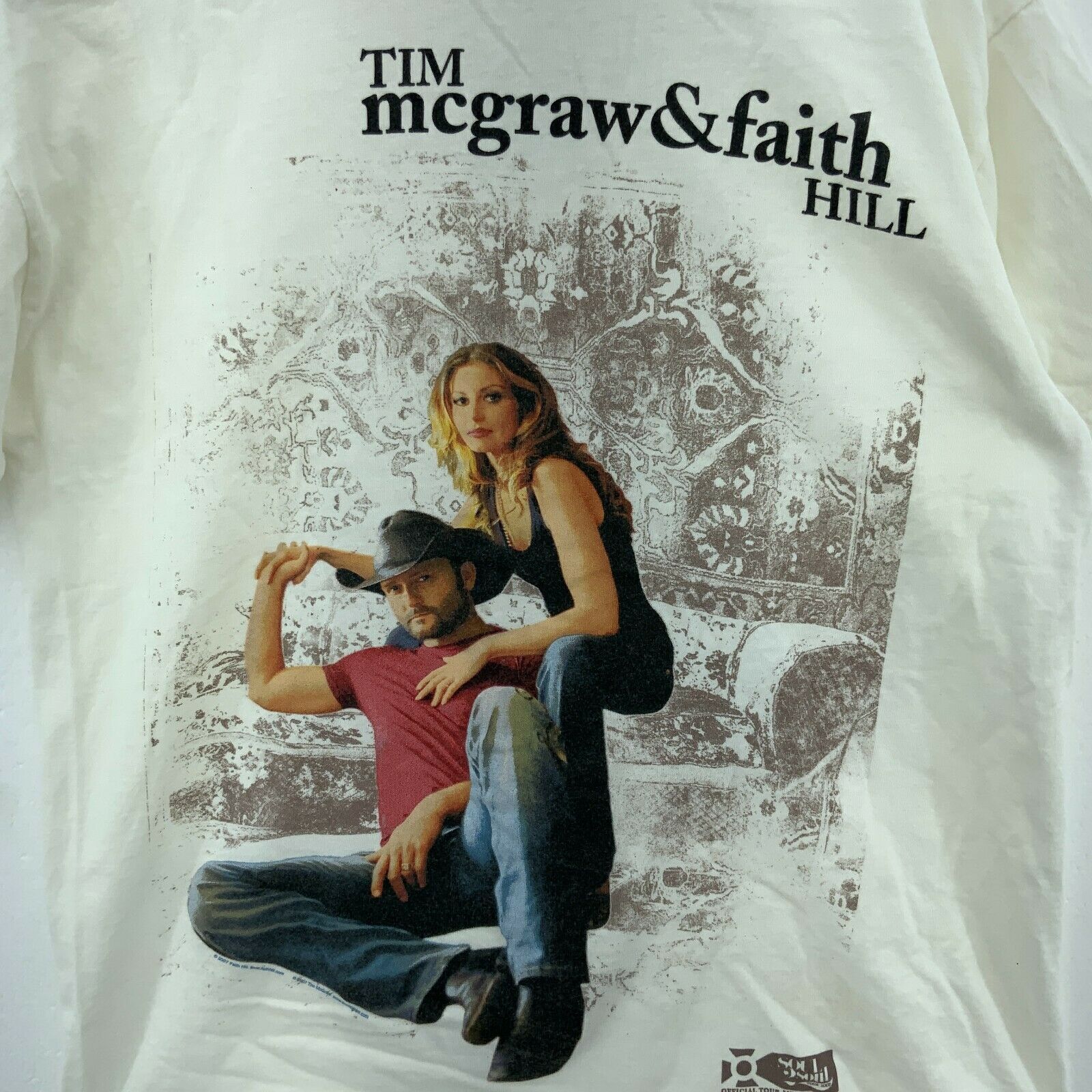 Tim McGraw & Faith Hill Soul 2 Soul Tour 2007 White T-shirt Size L