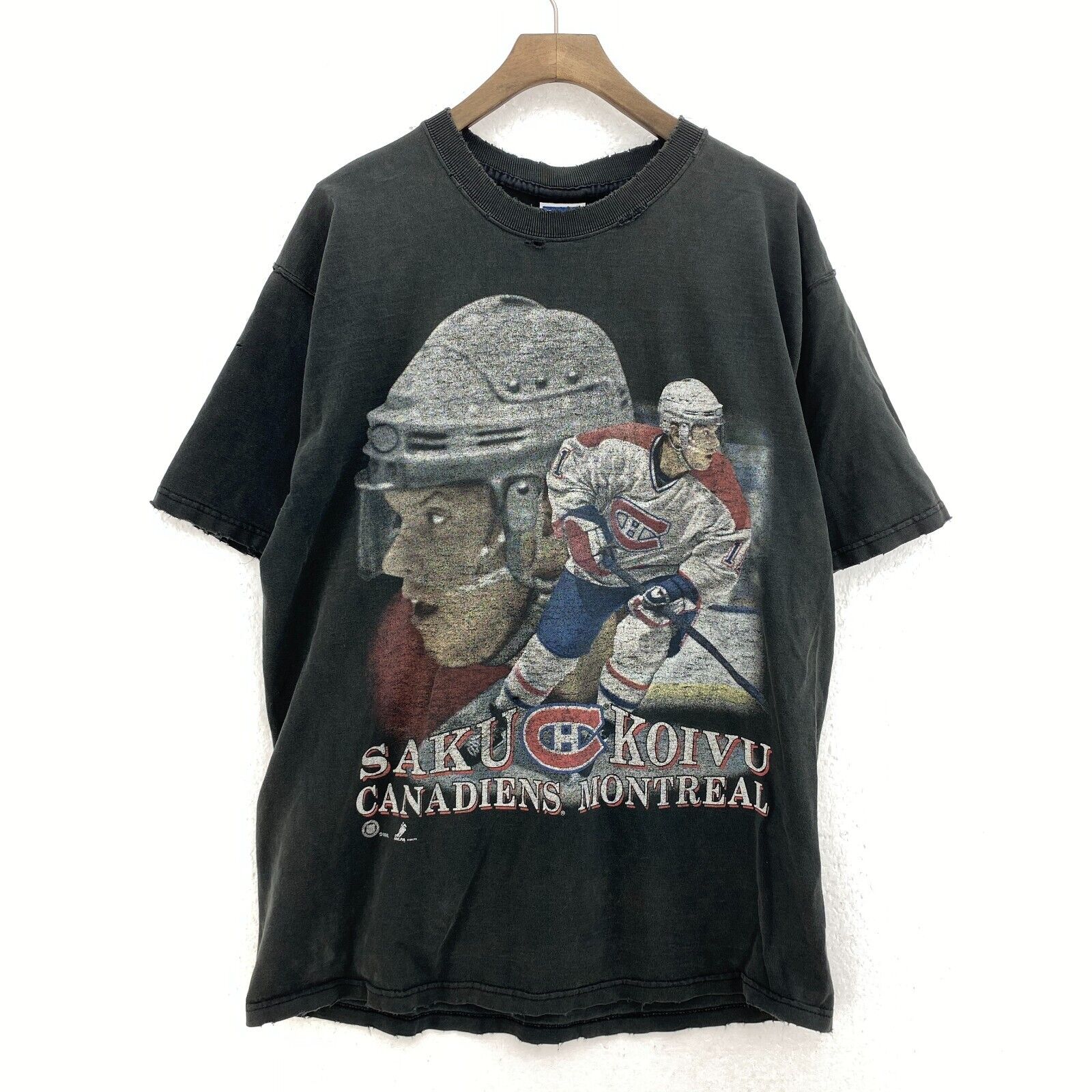 Vintage Pro Player Canadiens Montreal Sako Koivu Black T-shirt Size M
