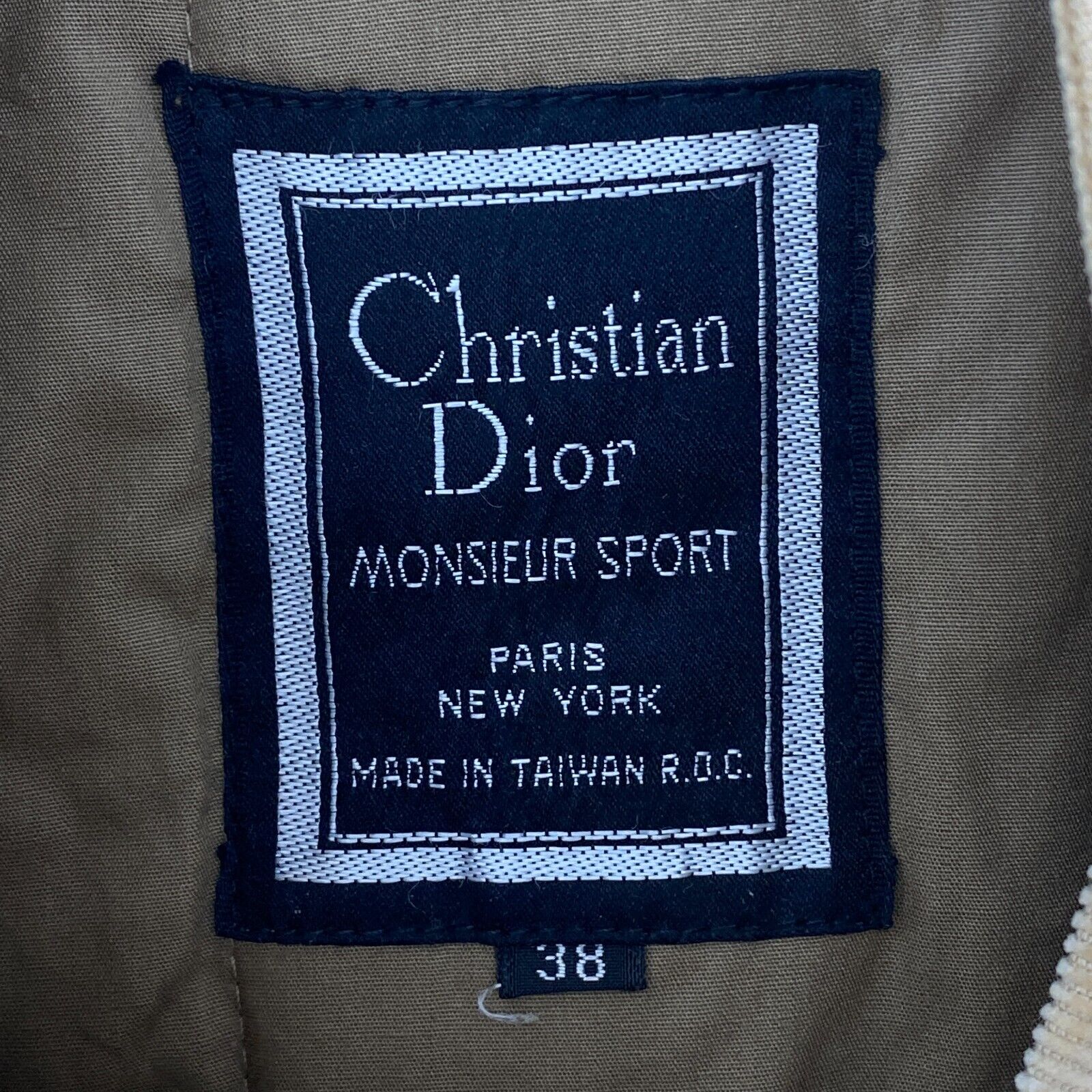 Christian Dior Paris Corduroy Full Zip Insulated Jacket Size 38 Beige