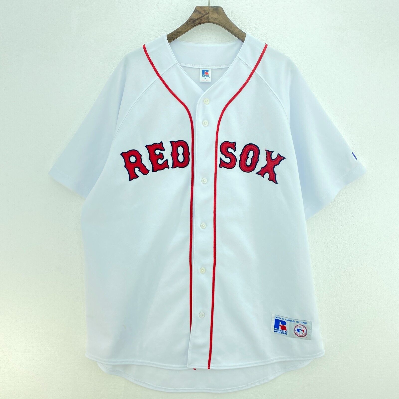 Russell Athletic Red Sox MLB Baseball White Jersey Size XL