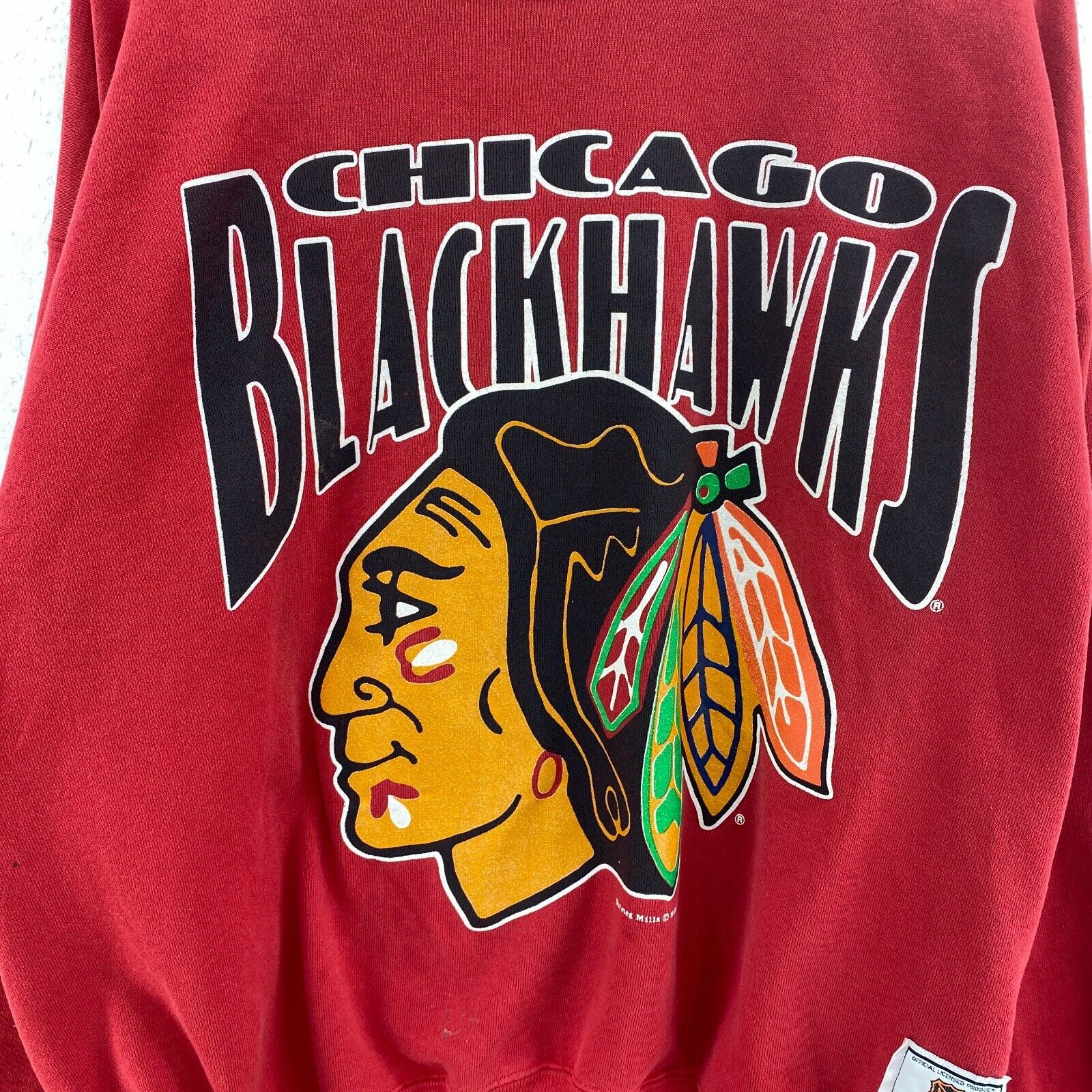 Vintage Chicago Blackhawks Nutmeg 1989 Red Sweatshirt Size XL