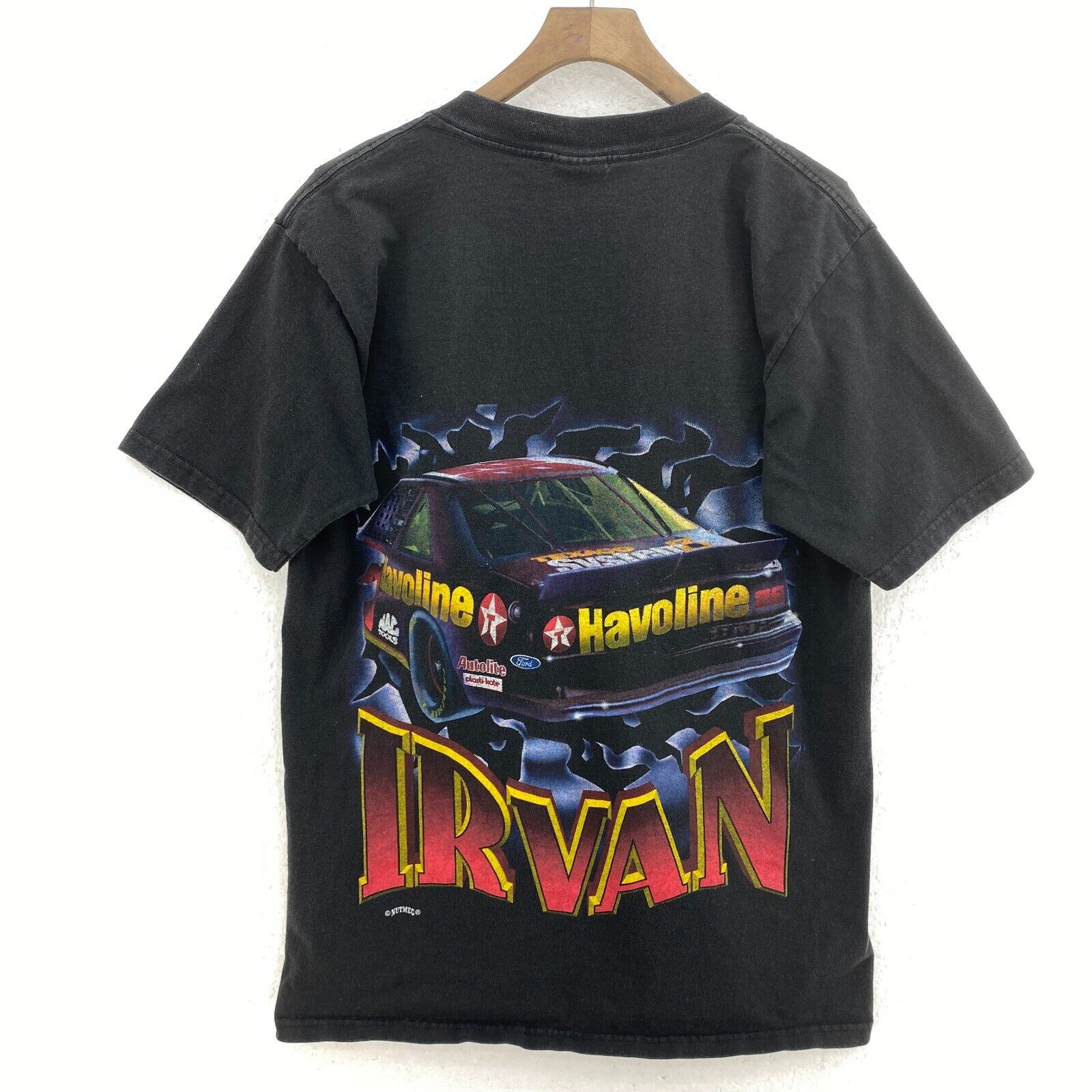 Vintage Nutmeg Ernie Irvan Racing Nascar Black T-shirt Size L