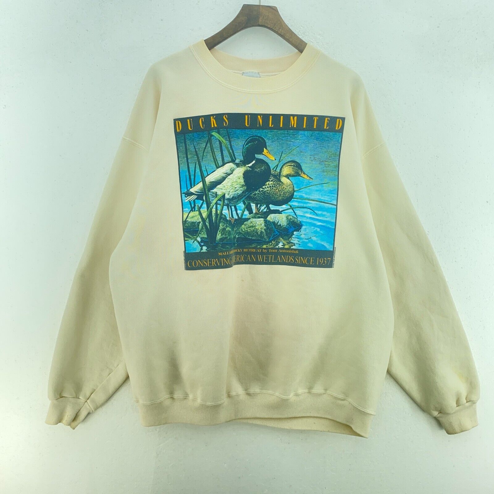 Duck Unlimited 1995 White Vintage Sweatshirt XL Crewneck