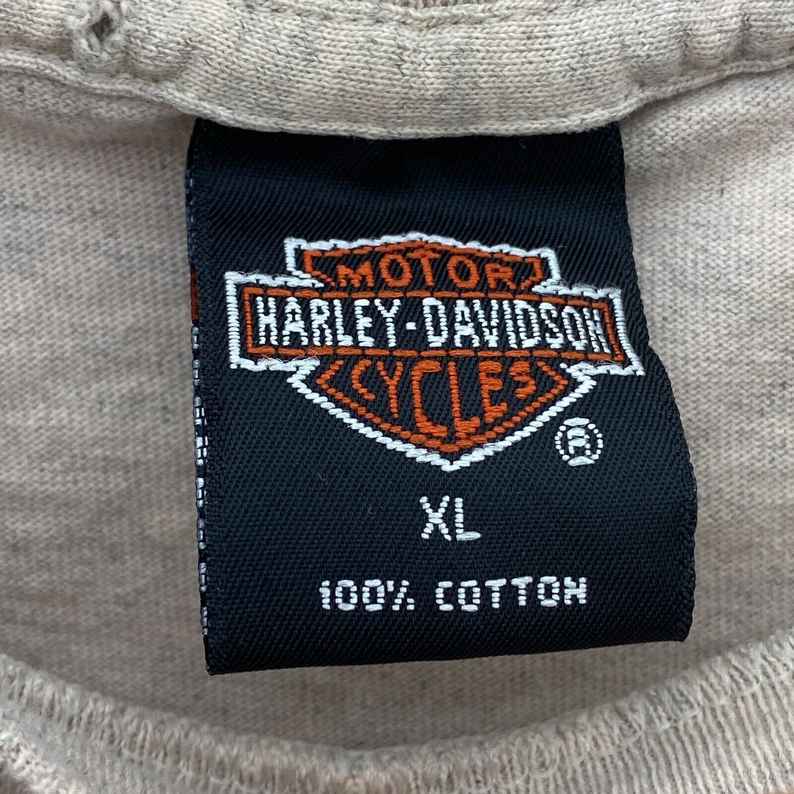 Harley Davidson Motorcycle Petersen Beige T-shirt Size XL Graphic Print