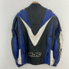 HJC Apparel Black Blue Leather Biker Jacket Size 48 Armoured Elbow & Shoulder