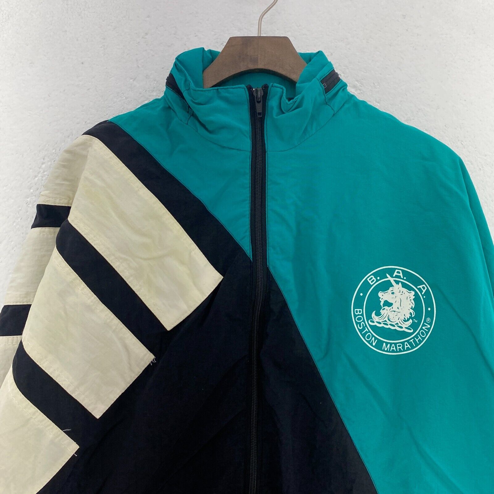 Vintage Adidas Boston Marathon Black Full Zip Track Jacket Size M