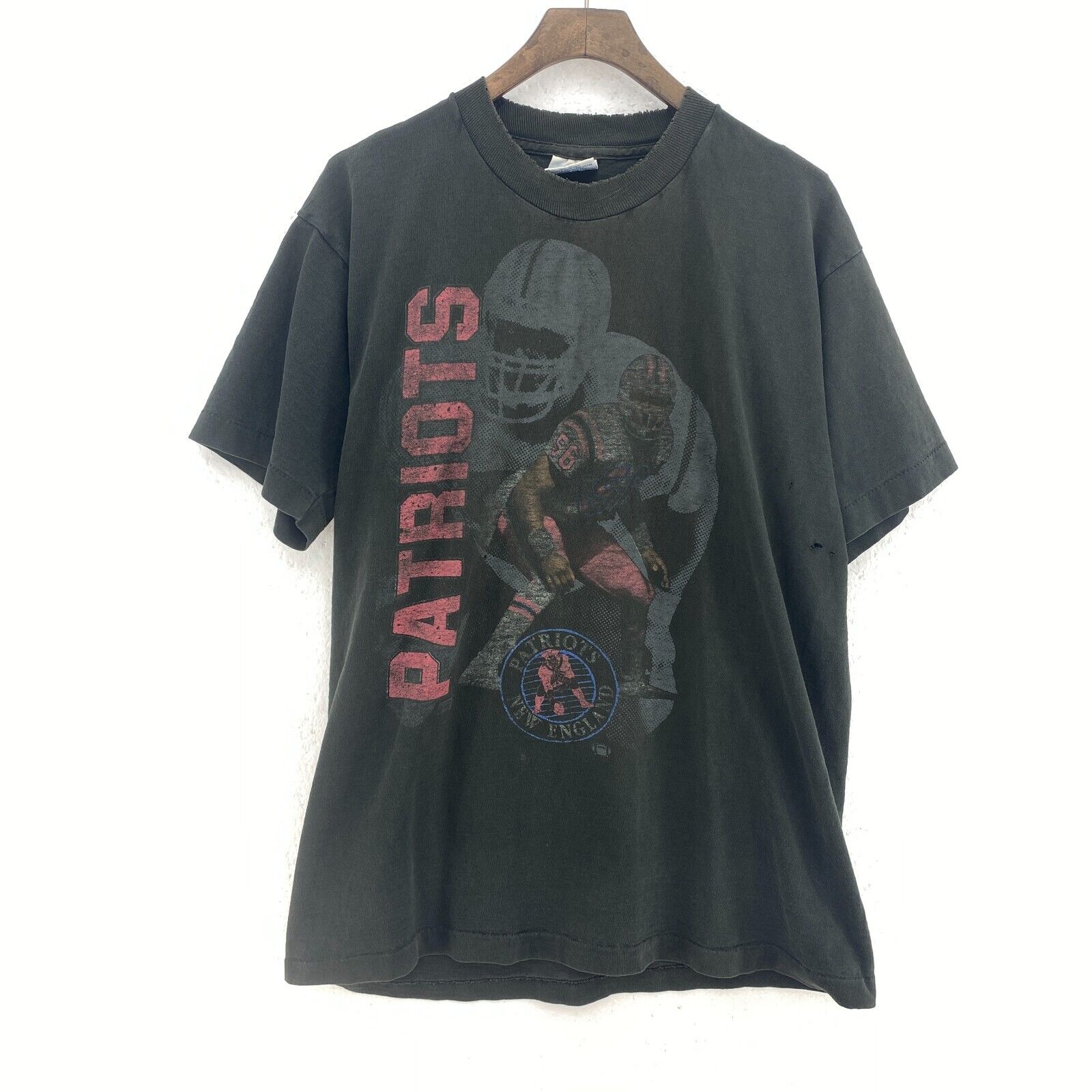 New England Patriots NFL Vinrage Black T-shirt Size L Single Stitch