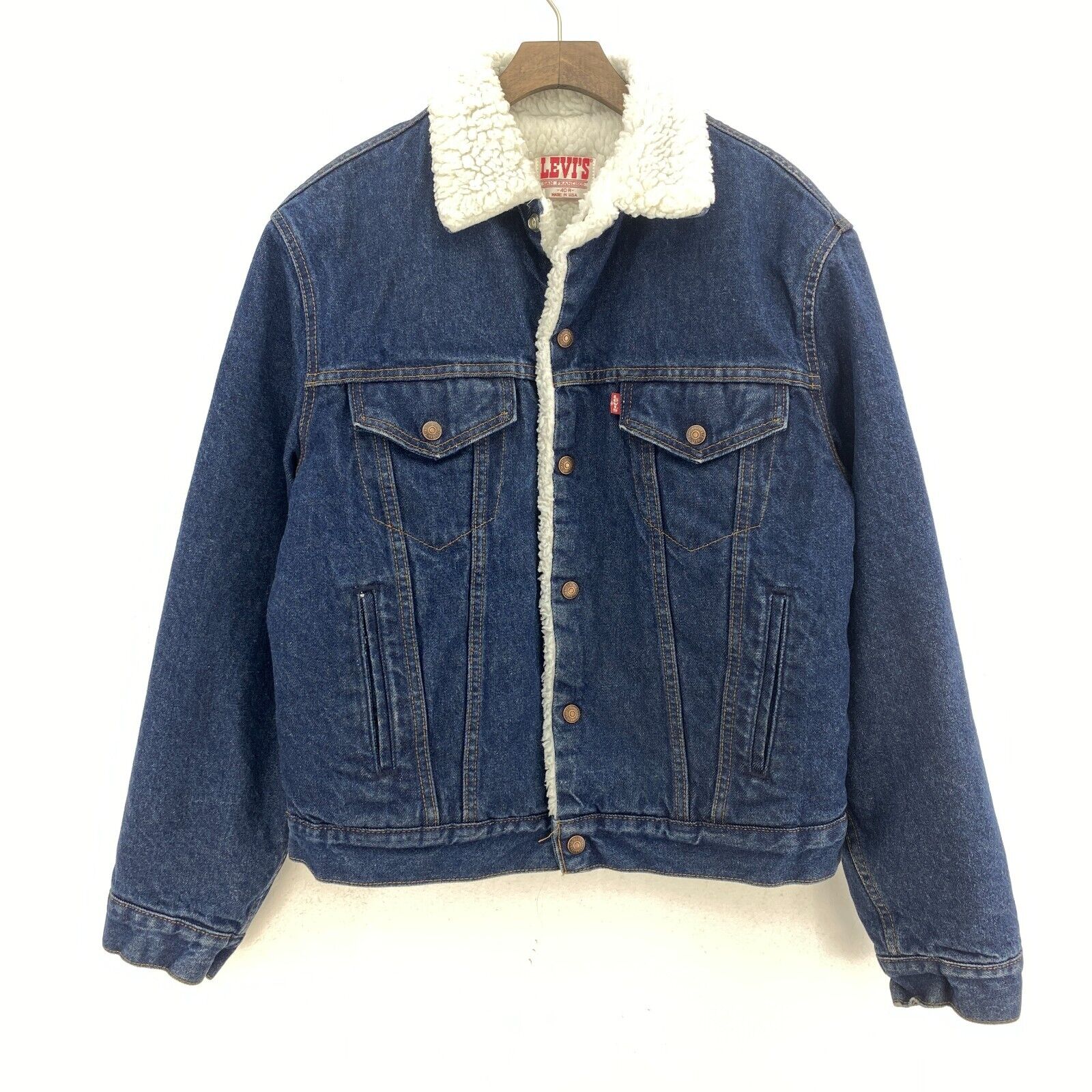 Levi's Sherpa Denim Jacket Blue Dark Wash Size M USA