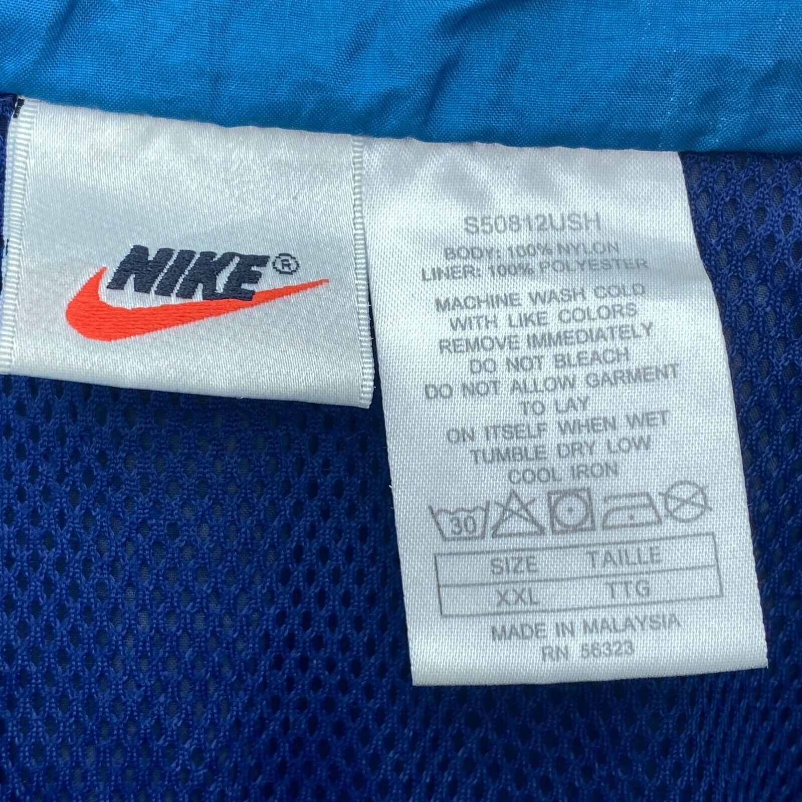 Nike Logo Vintage Full Zip Lightweight Windbreaker Navy Blue Jacket Size XXL