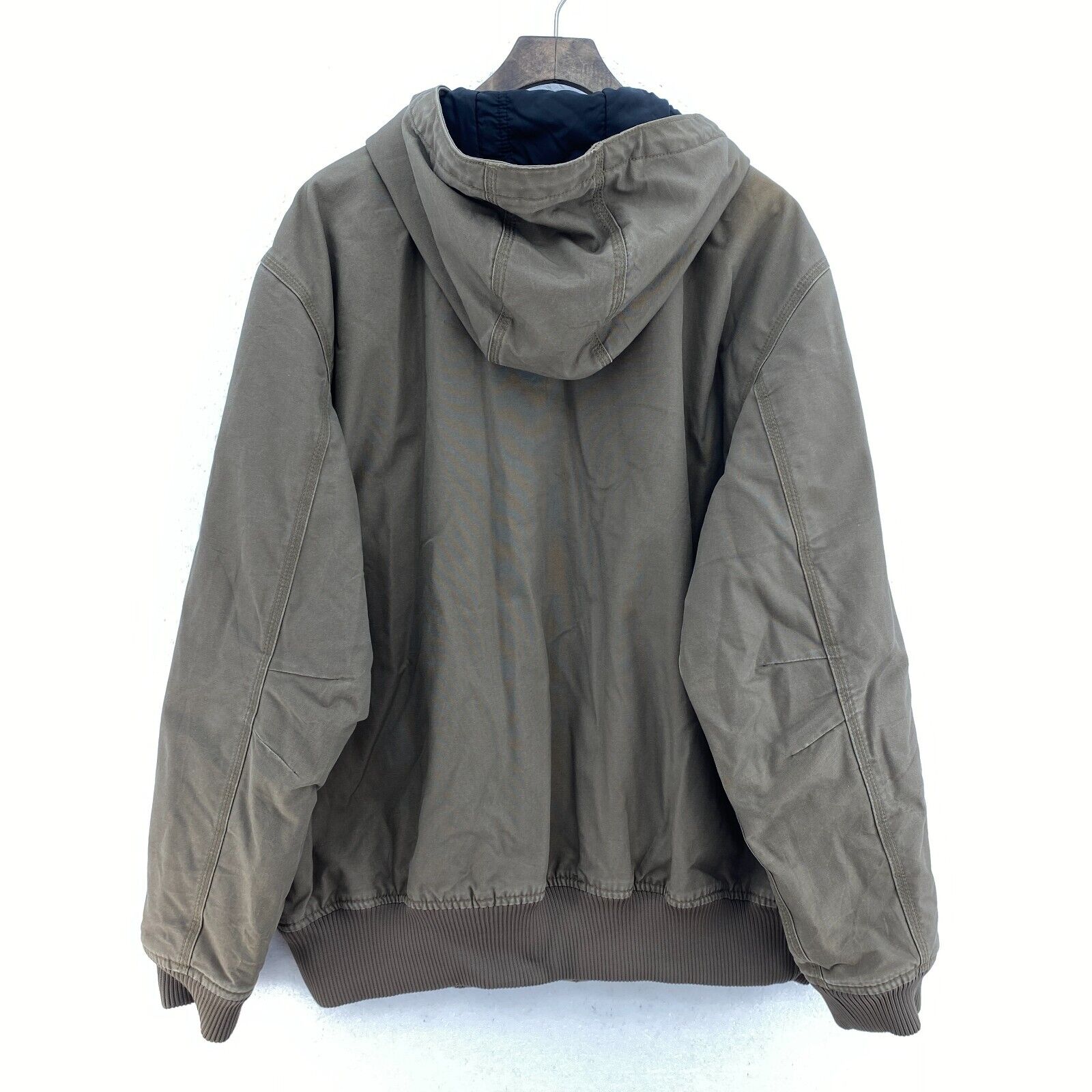 Vintage Carhartt Full Zip Beige Hooded Canvas Jacket Size L