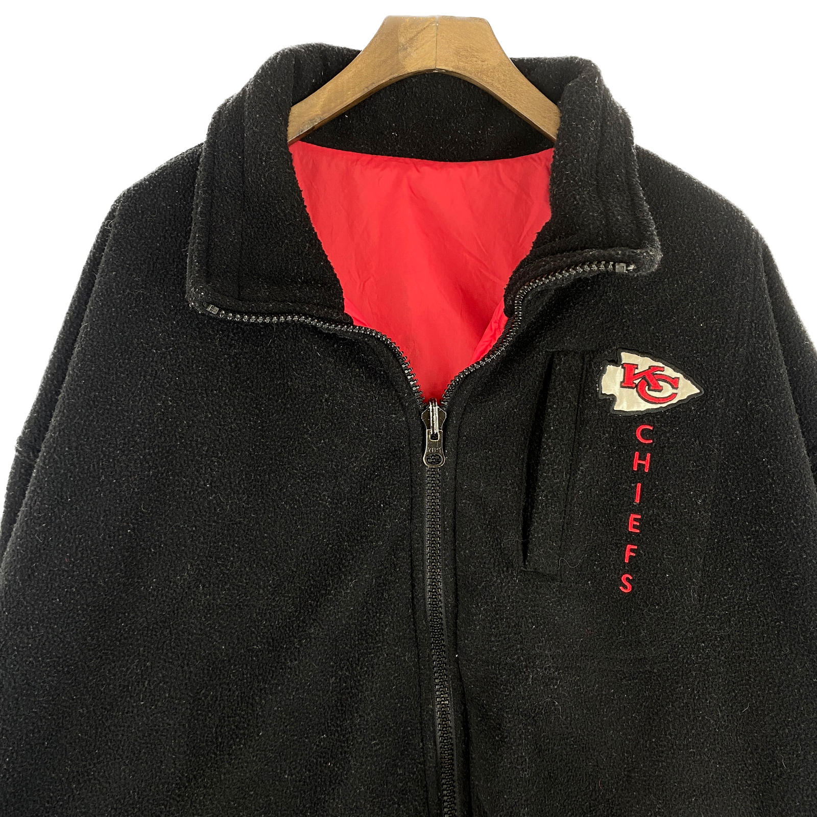 Vintage Reversible Kansas Chiefs NFL Full Zip Black Fleece Jacket Size L