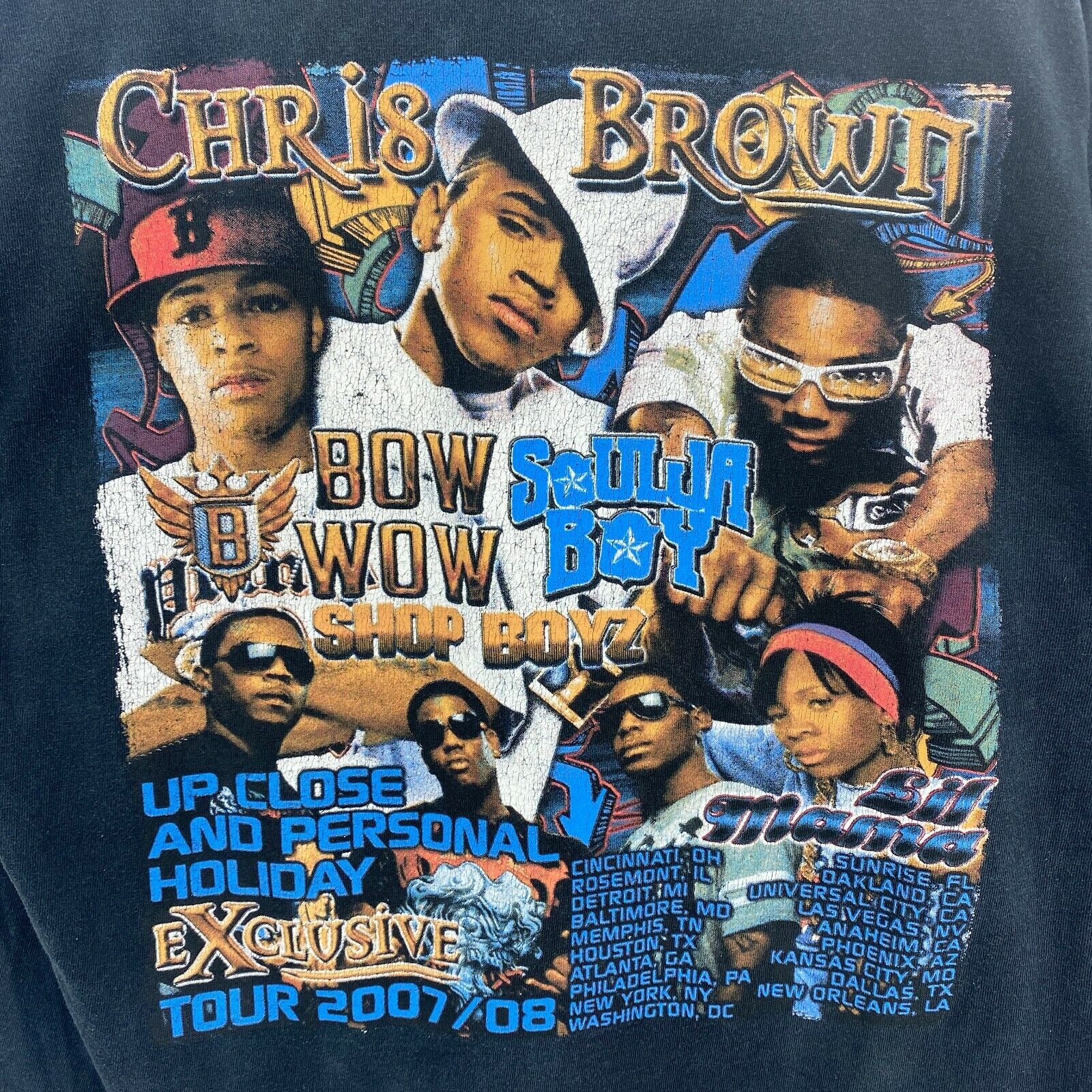 Chris Brown Bow Wow Up Close & Personal Tour 2007 Black T-shirt Size L Rappers