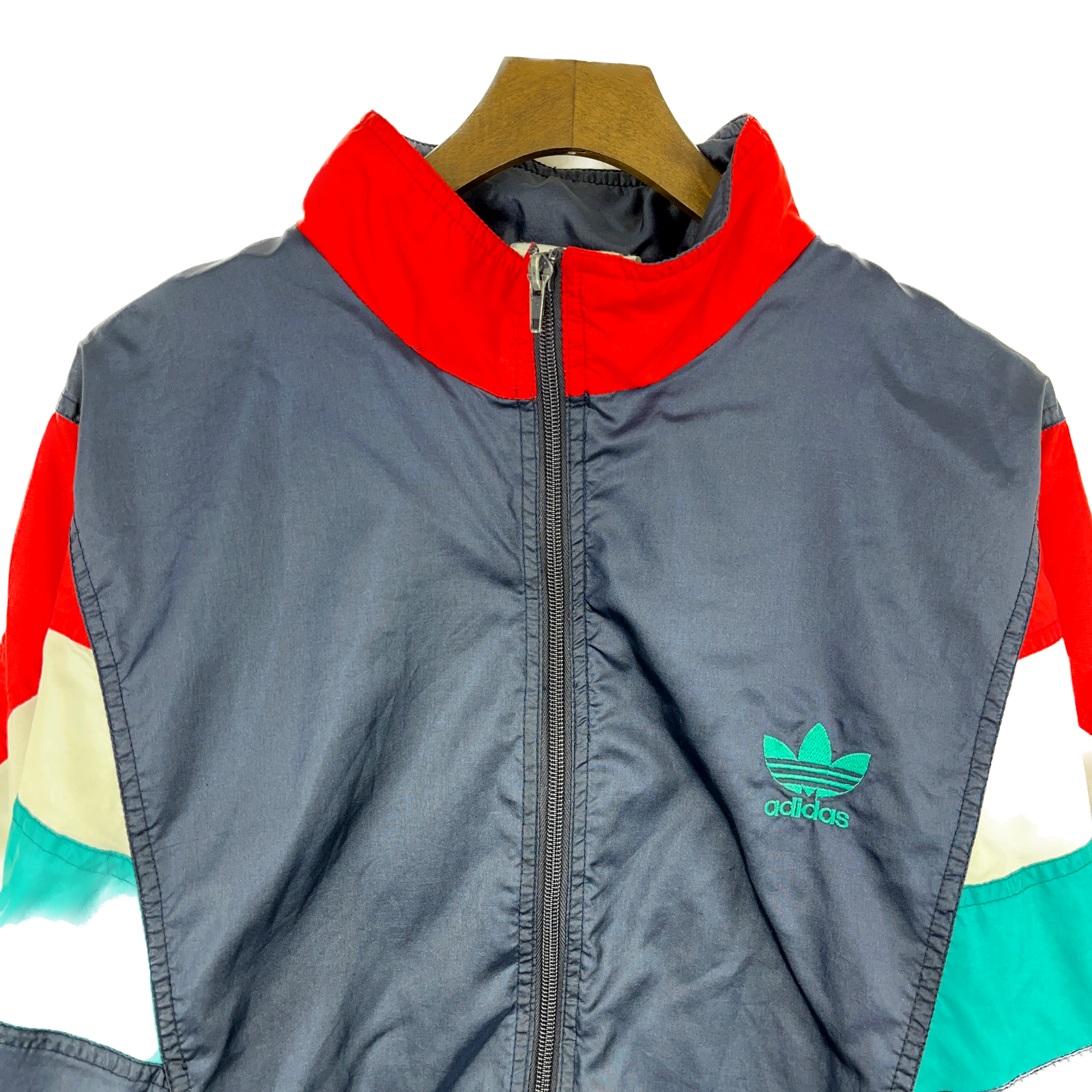 Vintage Adidas 90Ss Logo Navy Blue Full Zip Track Jacket Size L