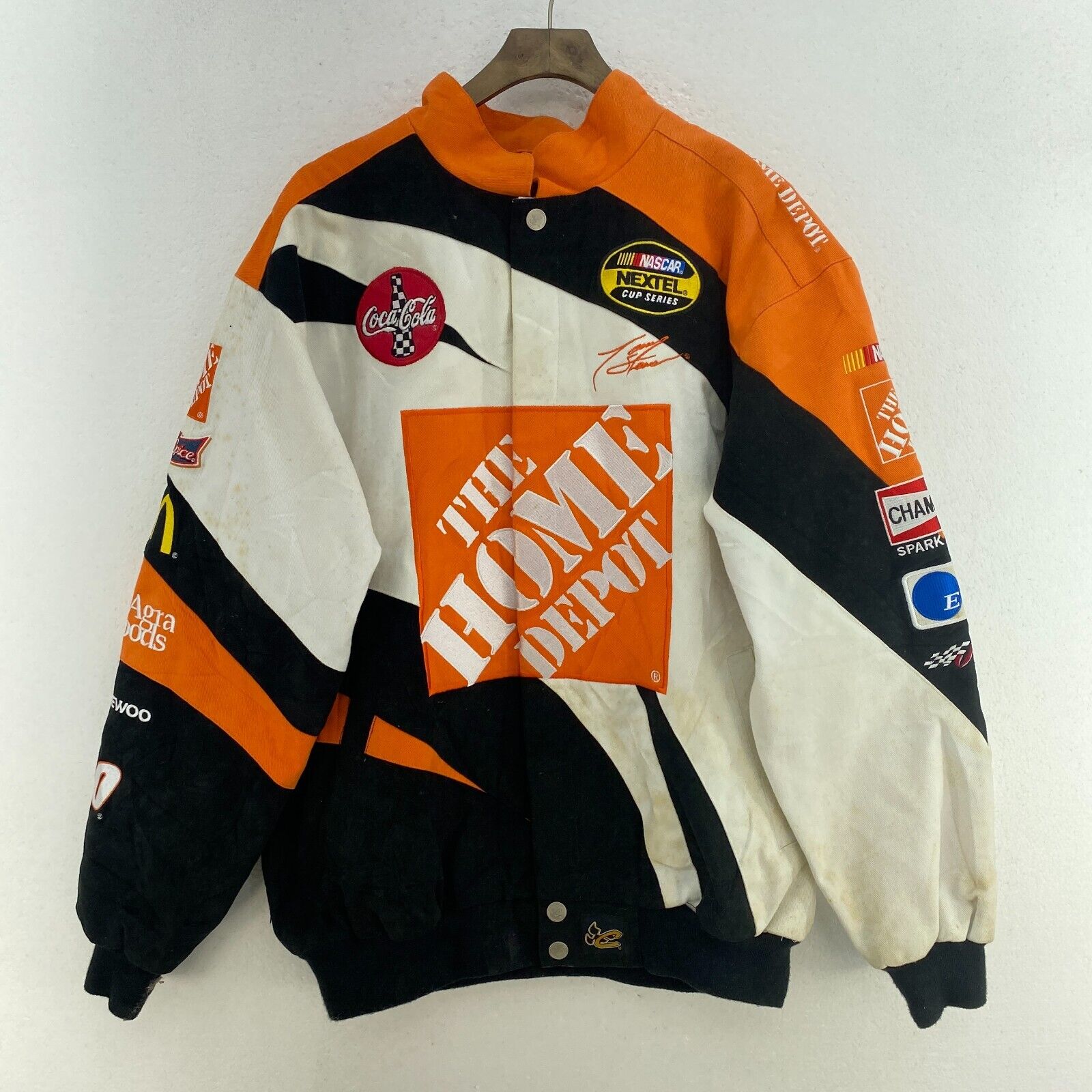 Chase Nascar The Home Depot Nextel Cup Series Racing Snap Jacket Size M Orange