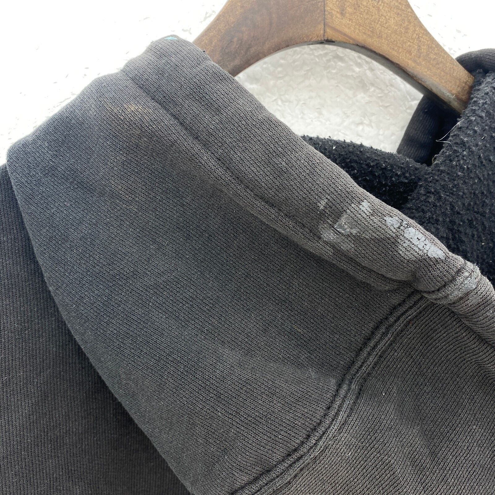 Carhartt Distressed Workwear Black Hoodie Size L Sleeve Spell Out