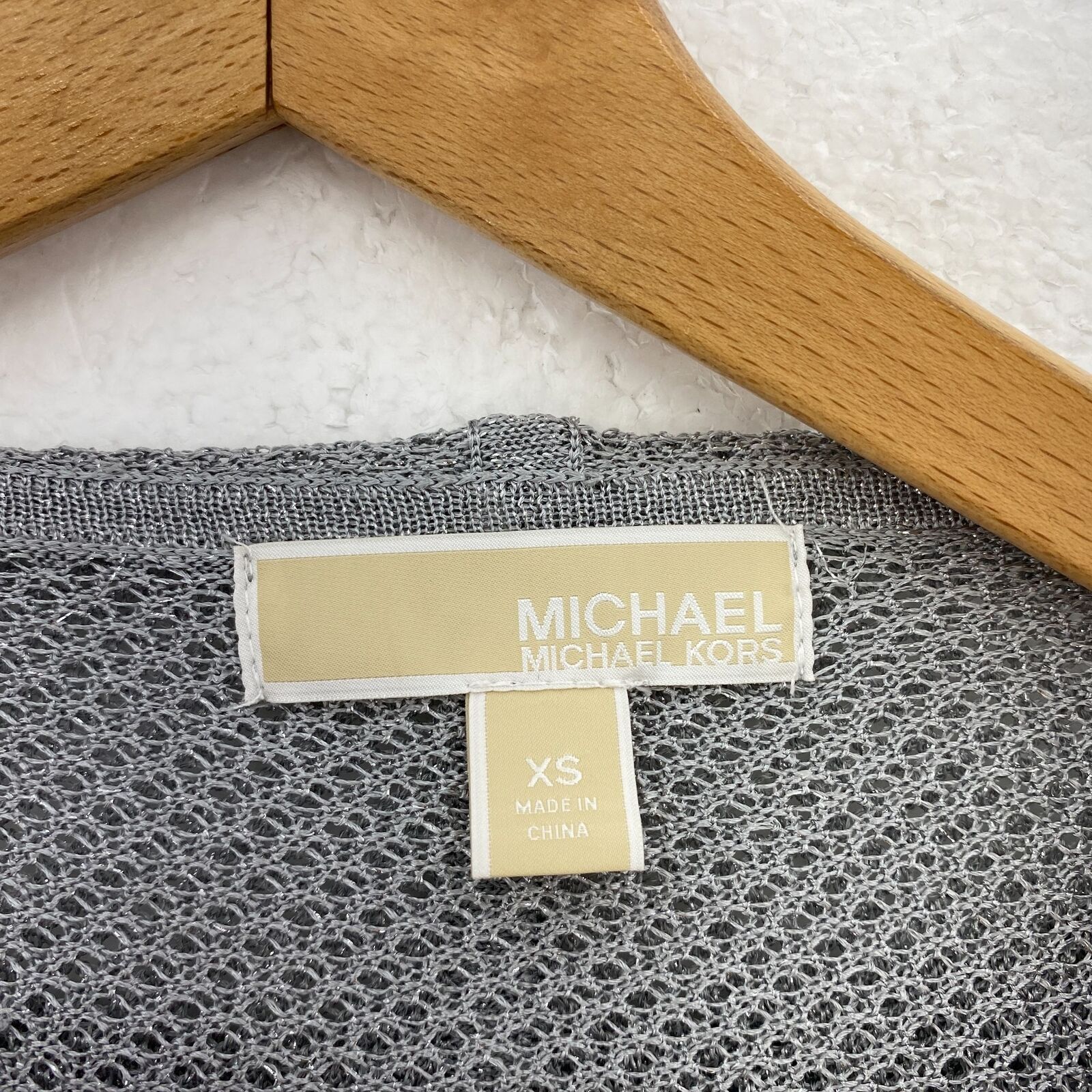 Michael Kors Women's Metallic Mesh Gray Hooded Sweater