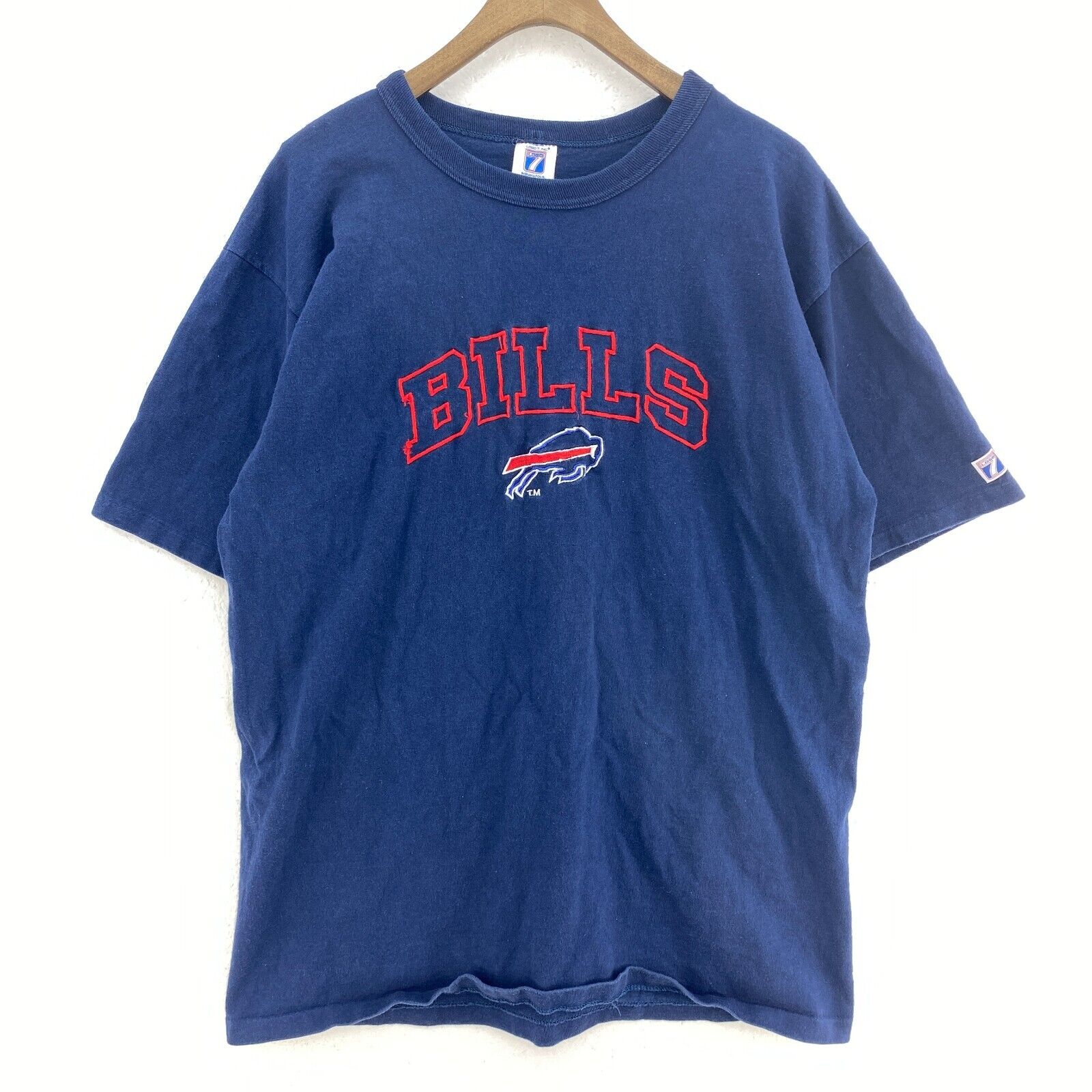 Logo 7 Buffalo Bills NFL Vintage Navy Blue T-shirt Size L Single Stitch