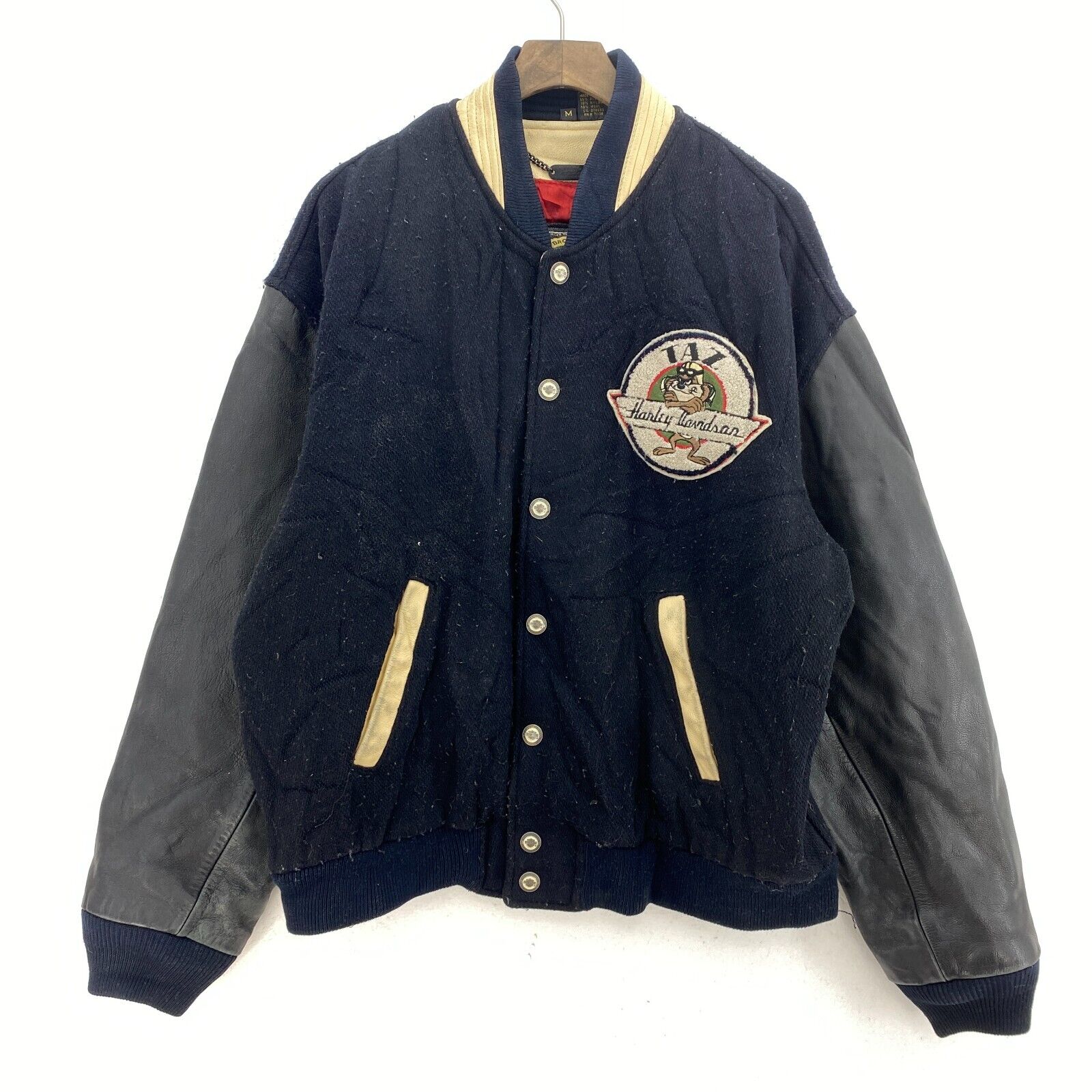 1950 Harley Davidson Motorcycles Tasmanian Devil Varsity Jacket Black Size M