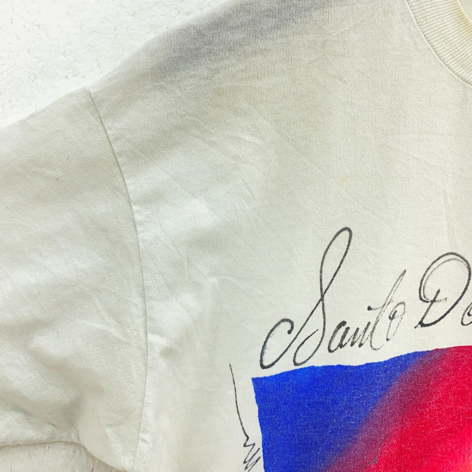 Dominican Republic Santo Domingo City White T-shirt Size L Single Stitch