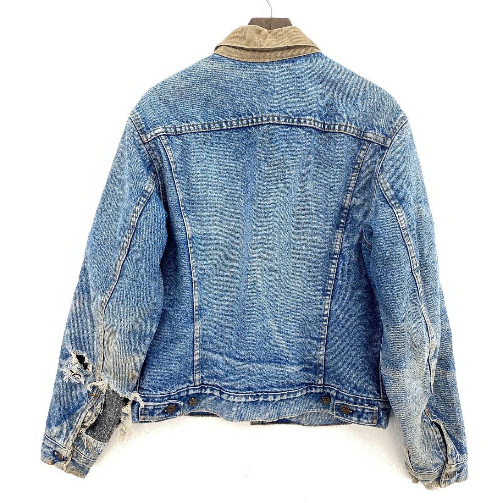 Levi Strauss Corduroy Collar Medium Wash Blue Denim Jacket Size 40