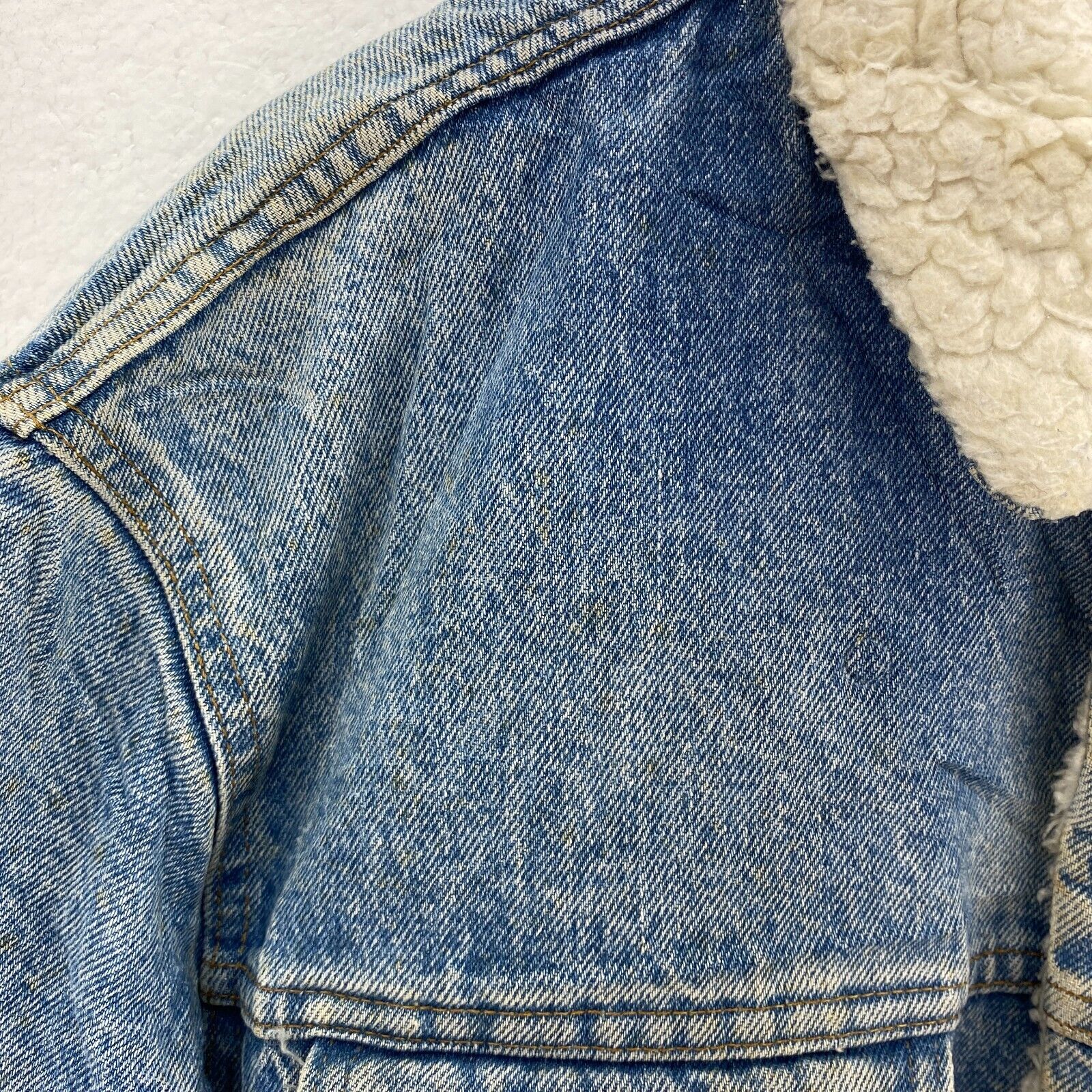 Levi Strauss Orange Tab Blue Wash Denim Sherpa Jacket Size M