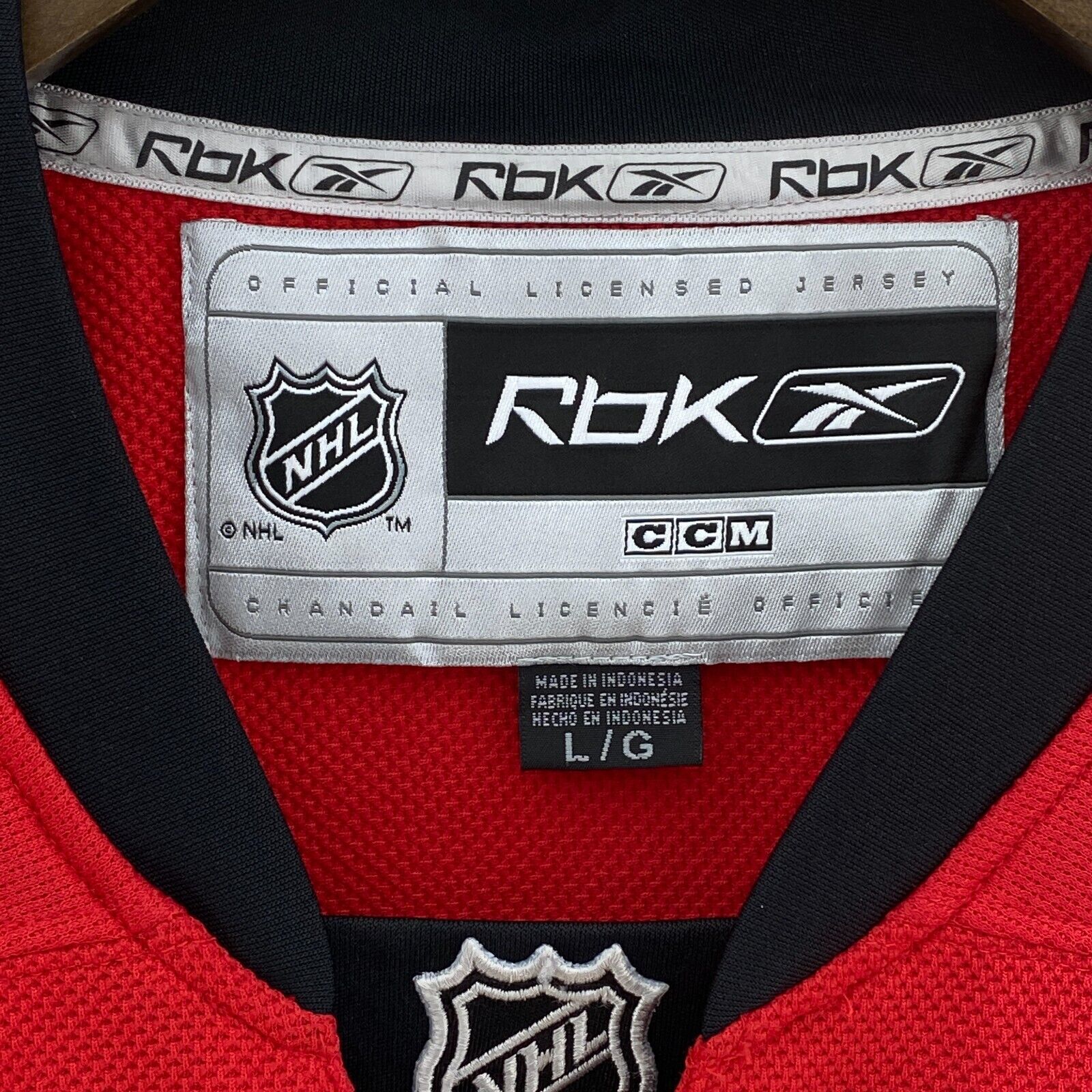 Authentic Calgary Flames Red Reebok NHL Jersey Size L