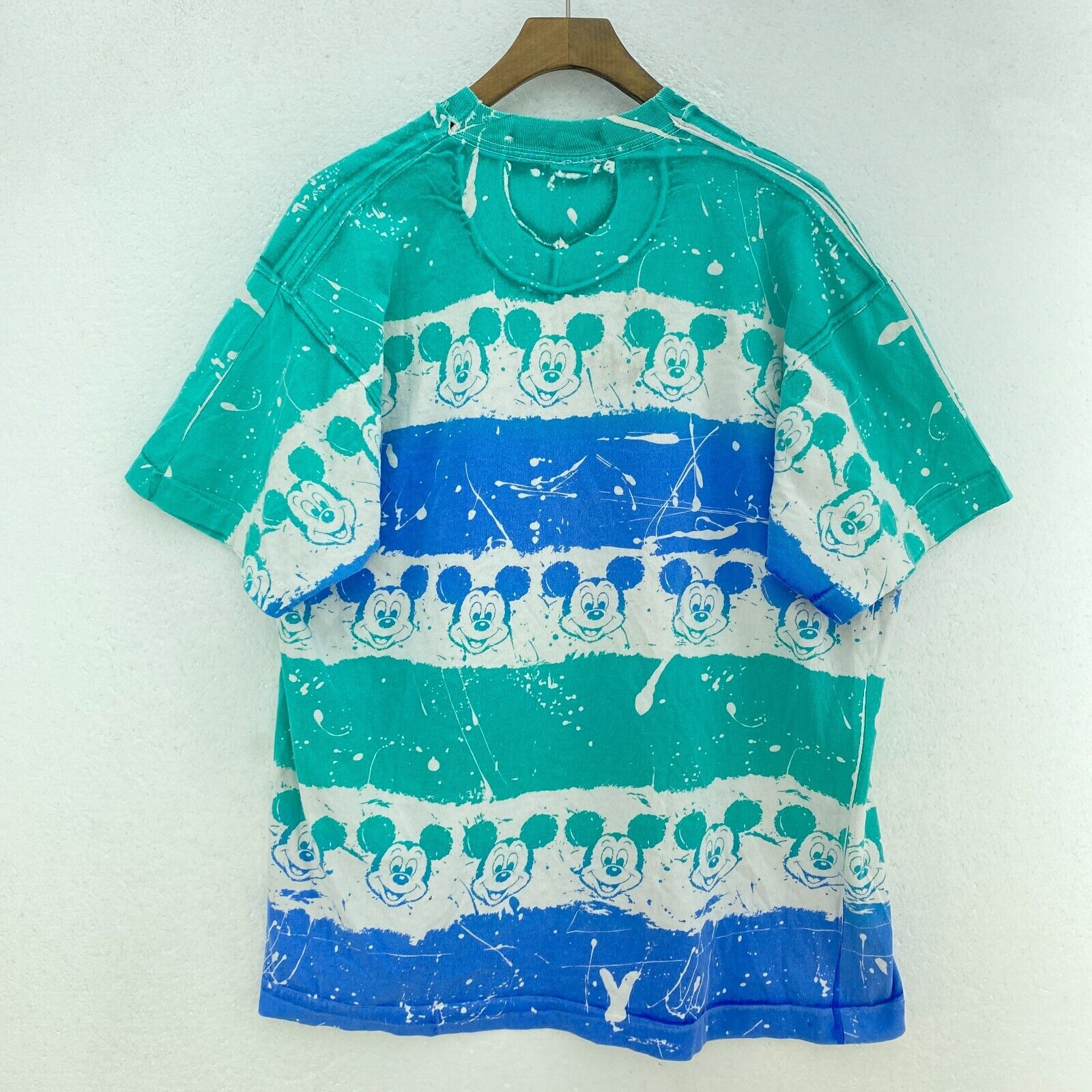 Mickey Mouse Disney All Over Print Green T-shirt Size M