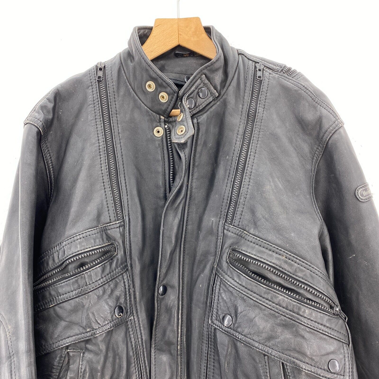 Hein Gericke Black Leather Jacket Size M Motorcycles Ryder Racing