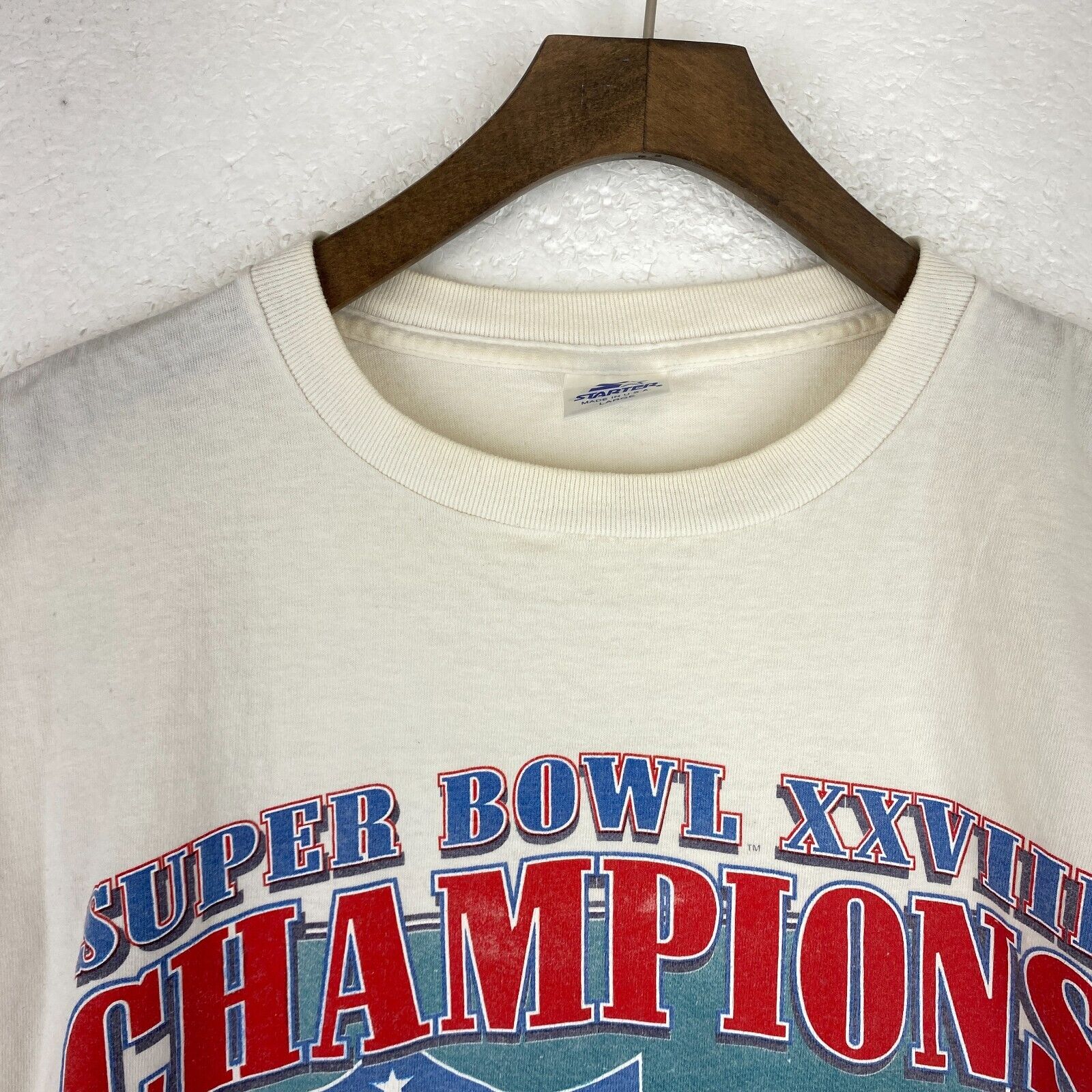 Vintage Starter Super Bowl I Champions NFL Dallas Cowboys White T-shirt Size L