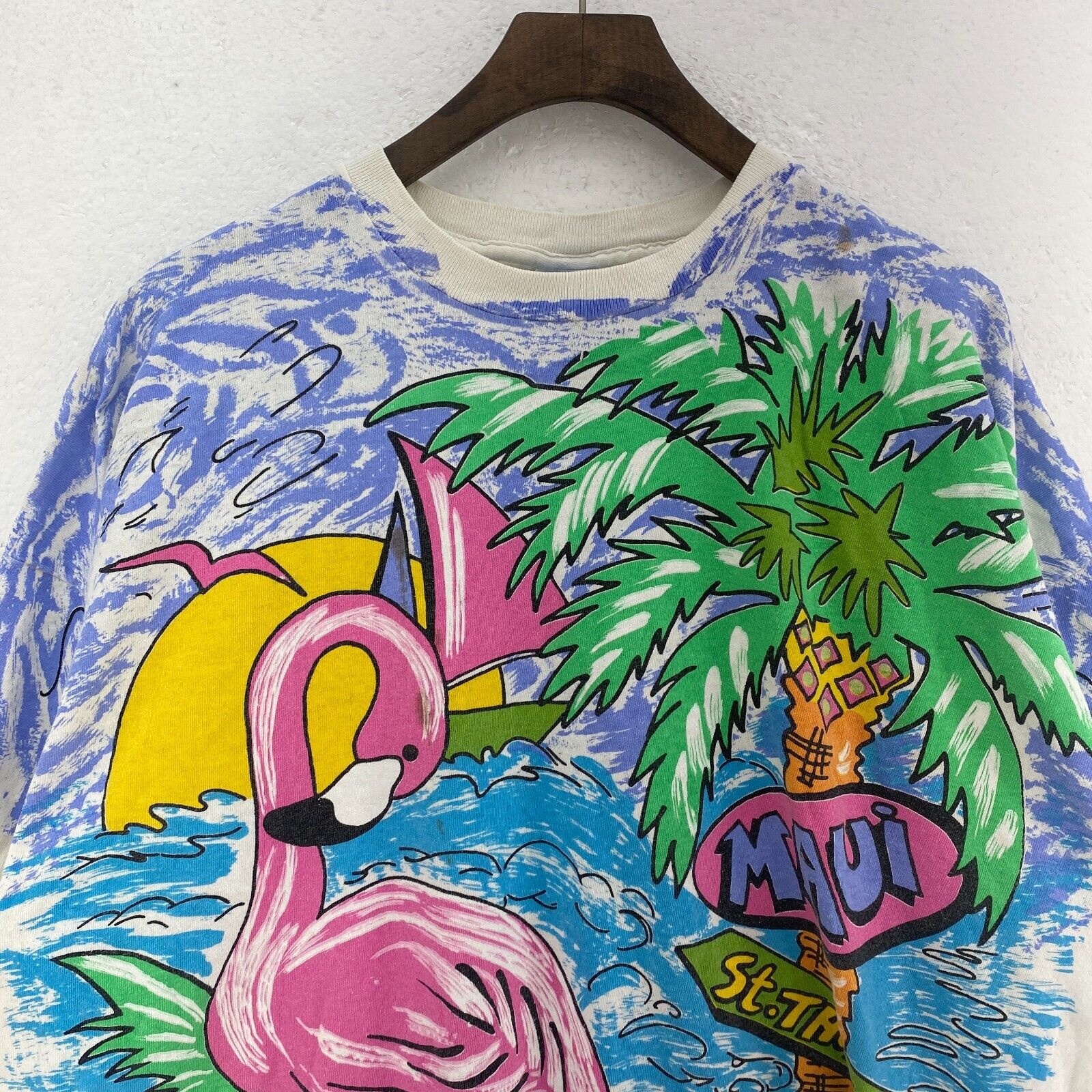 Tropical Caribbean Cancun Vacation White All Over Print T-shirt Size L
