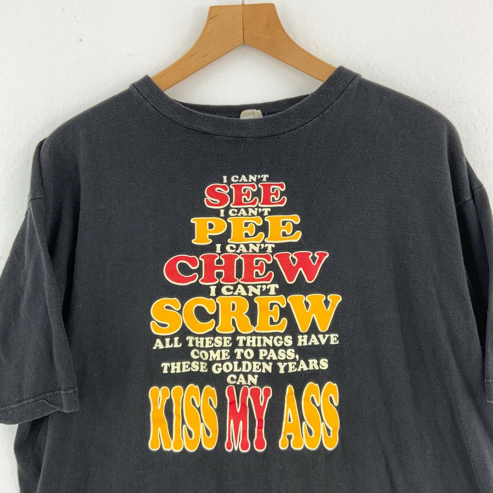 I Can't See I can't Pee I Can't Chew Women's T-shirt Black Size XL