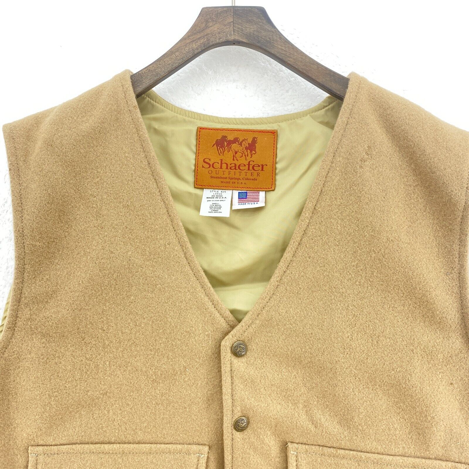 Vintage Wool Beige Snapped Vest Jacket Size L