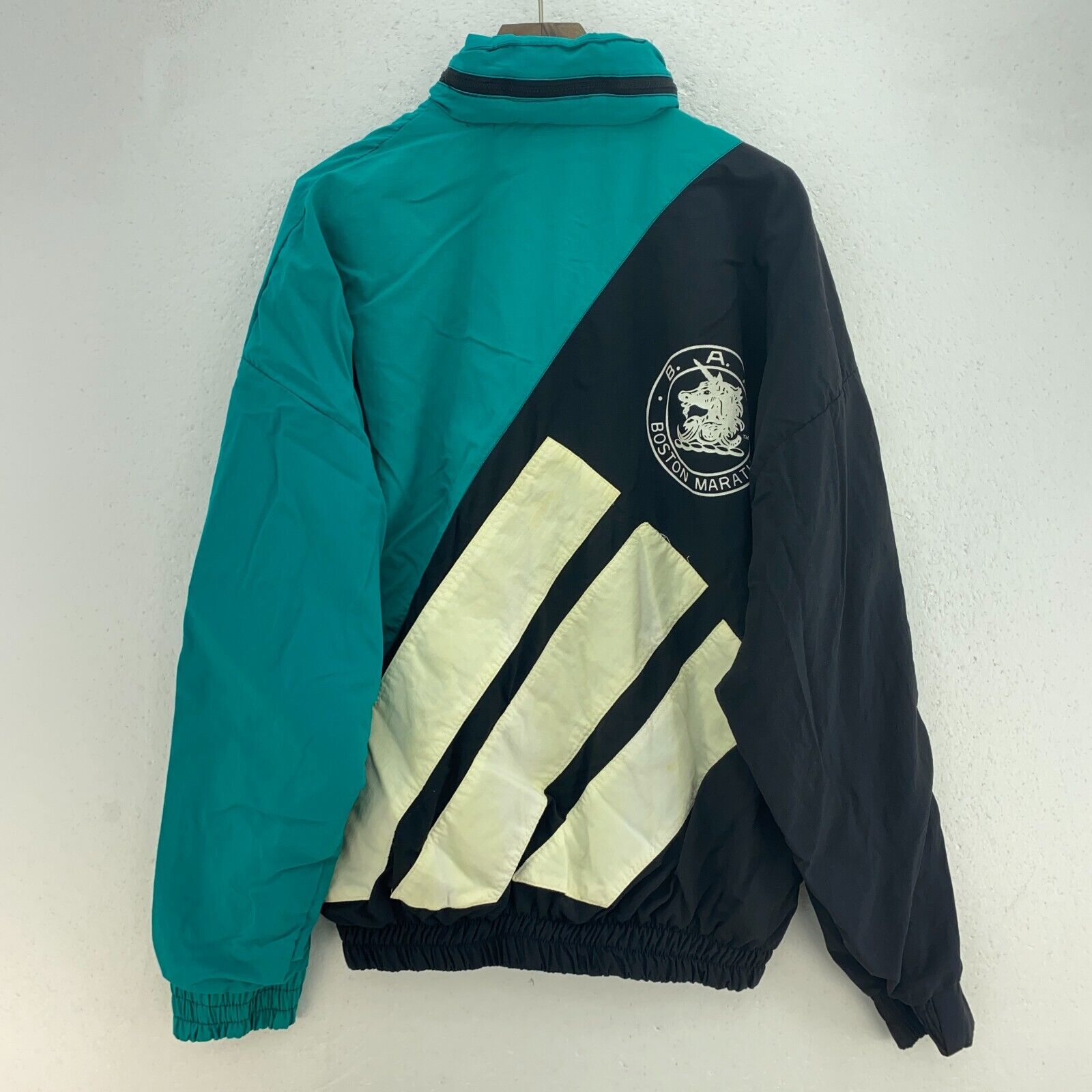 Vintage Adidas Boston Marathon Black Full Zip Track Jacket Size M